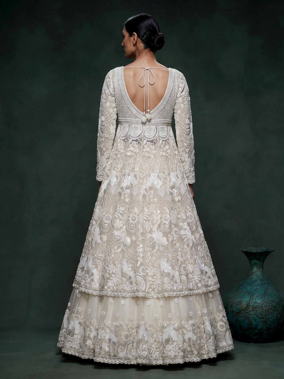 Cream designer embroidered women lehenga choli with dupatta