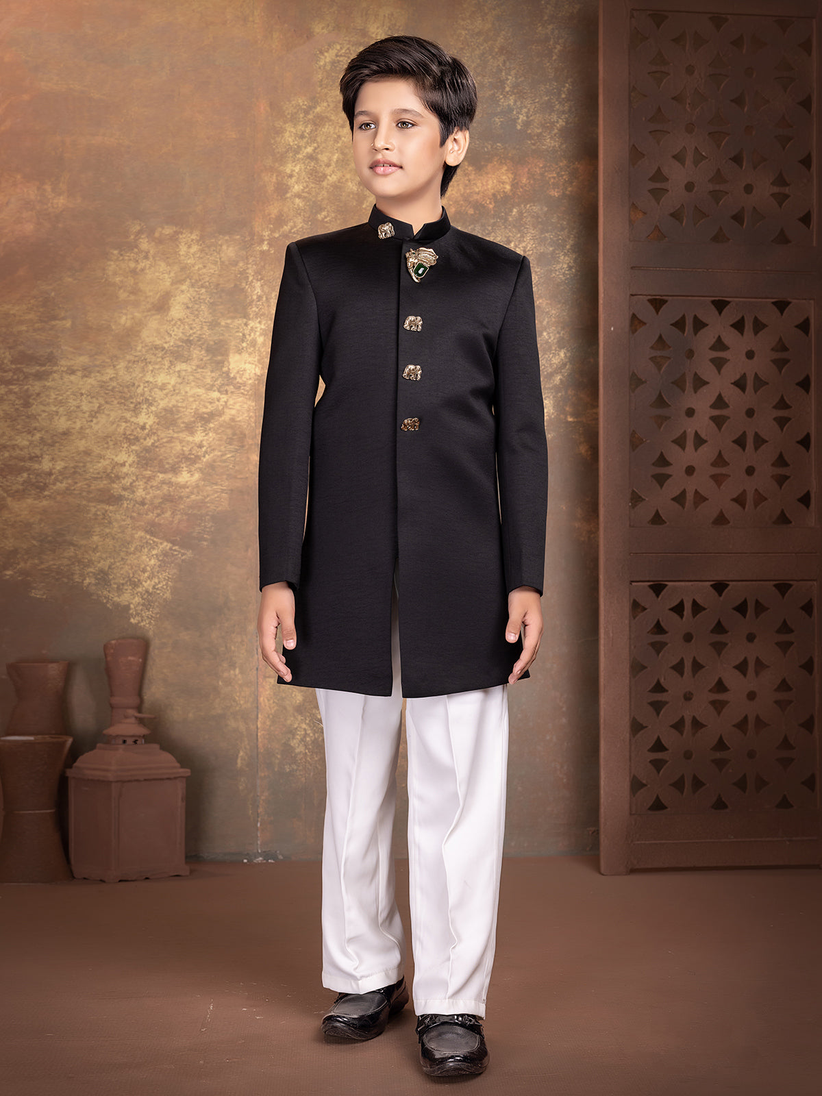 Black regal boys indo western outfit