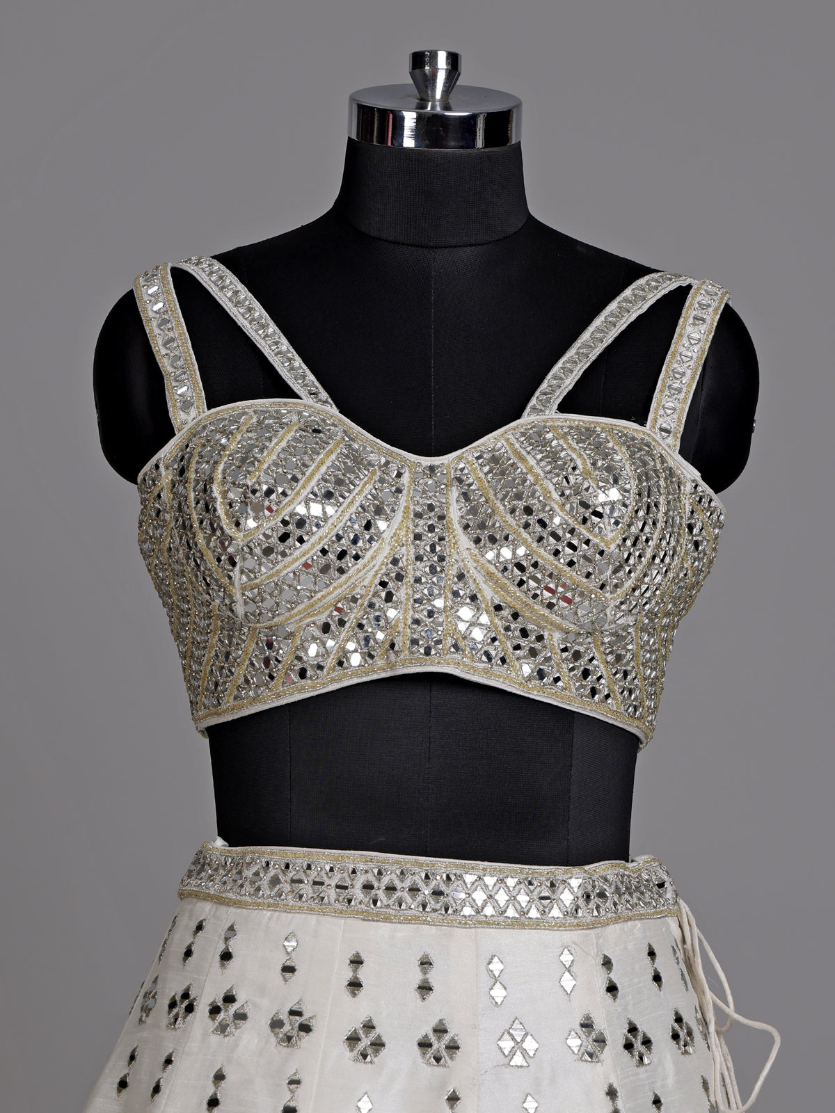 White contemporary cutout women lehenga choli