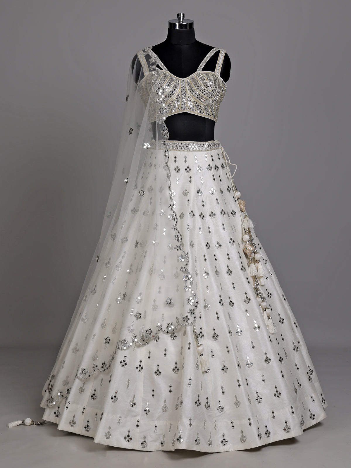 White contemporary cutout women lehenga choli