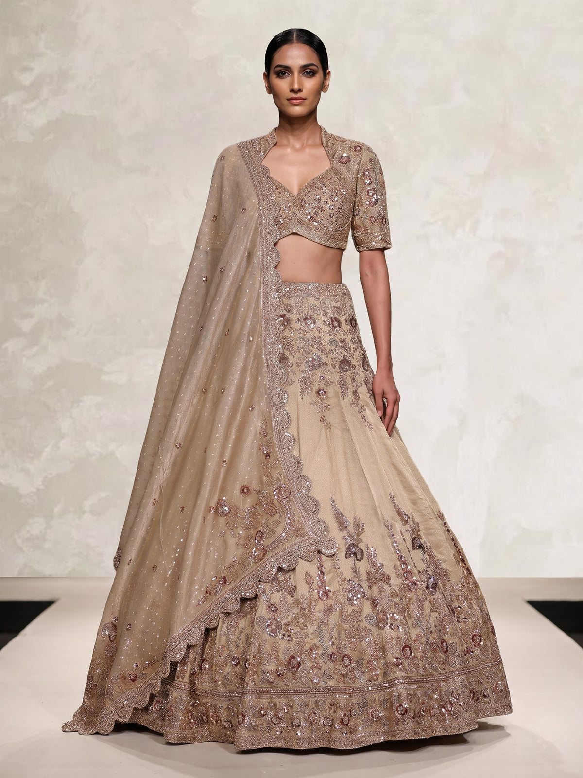 Gold botanical women lehenga choli