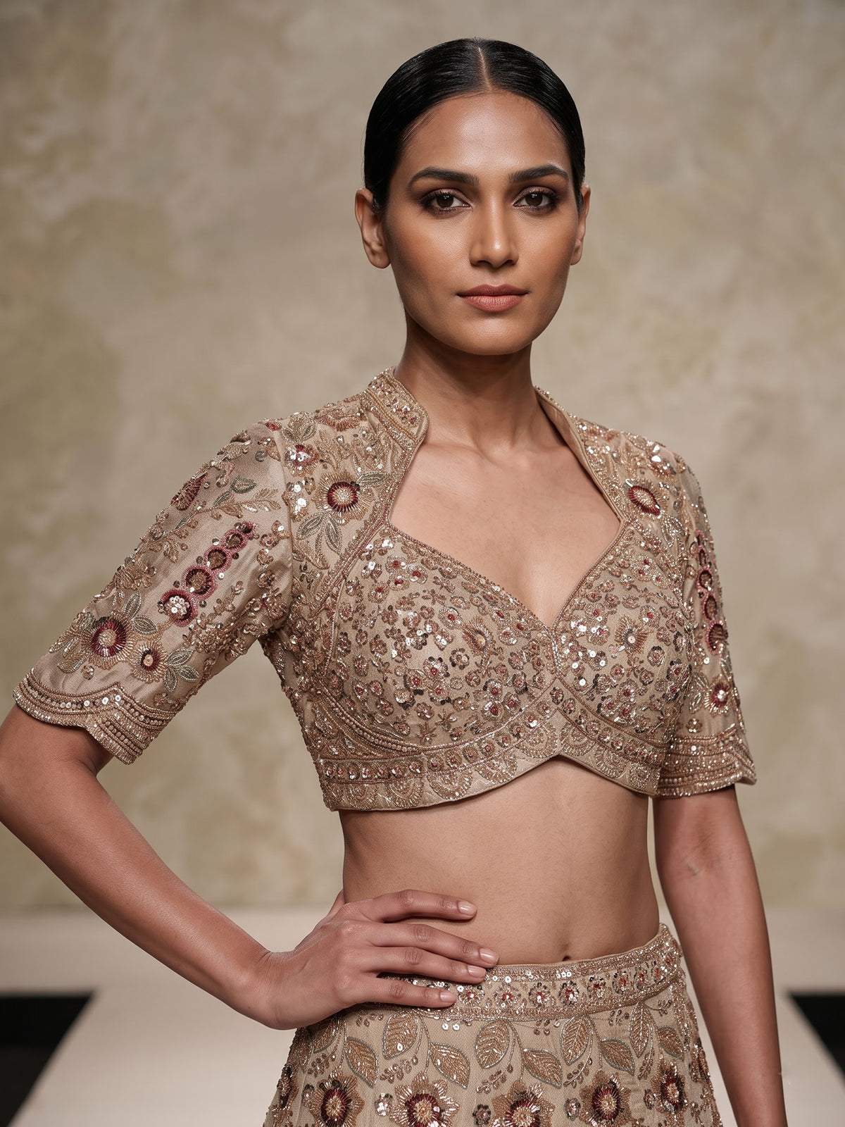 Gold botanical women lehenga choli