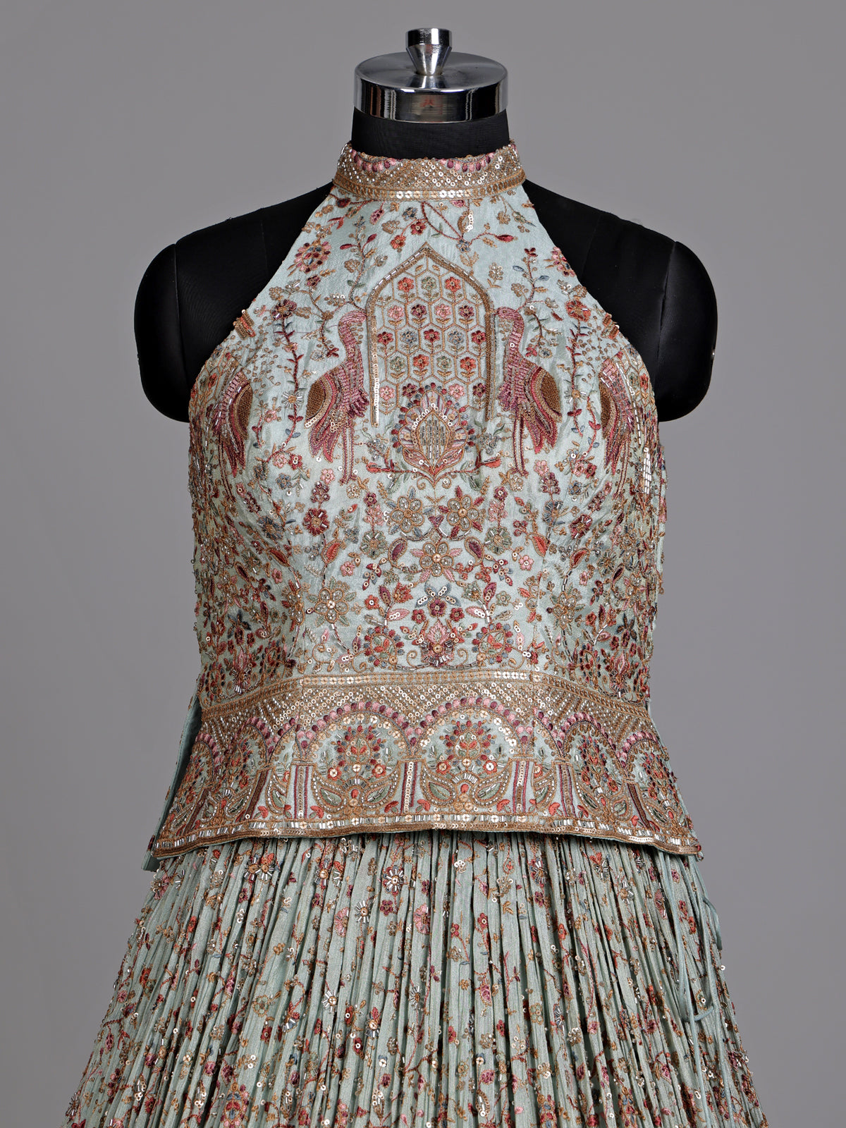 Sky blue peacock women lehenga choli