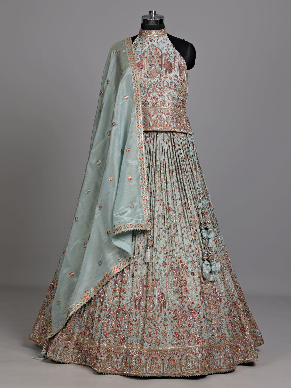 Sky blue peacock women lehenga choli