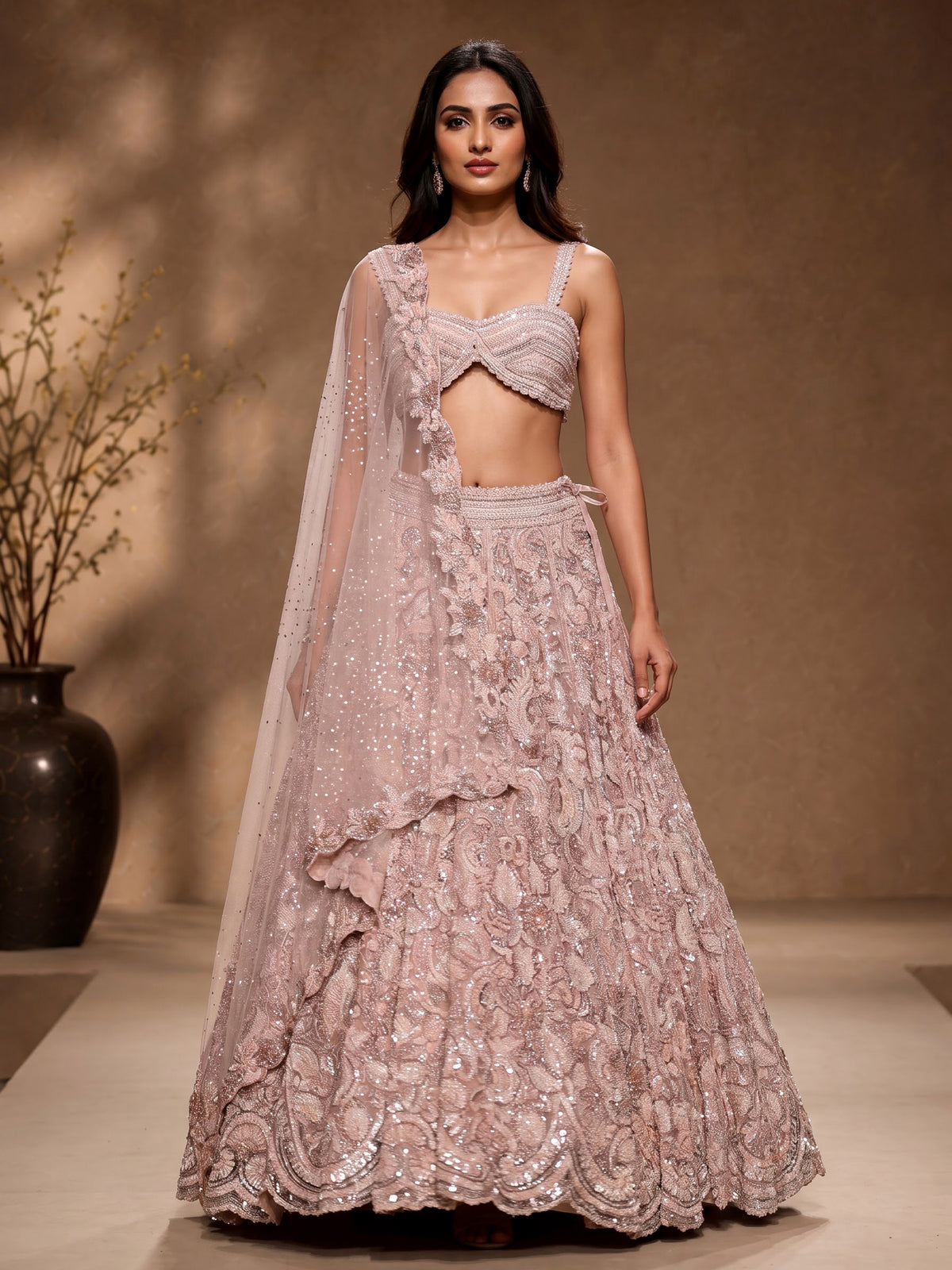 Pink baroque designer women lehenga choli