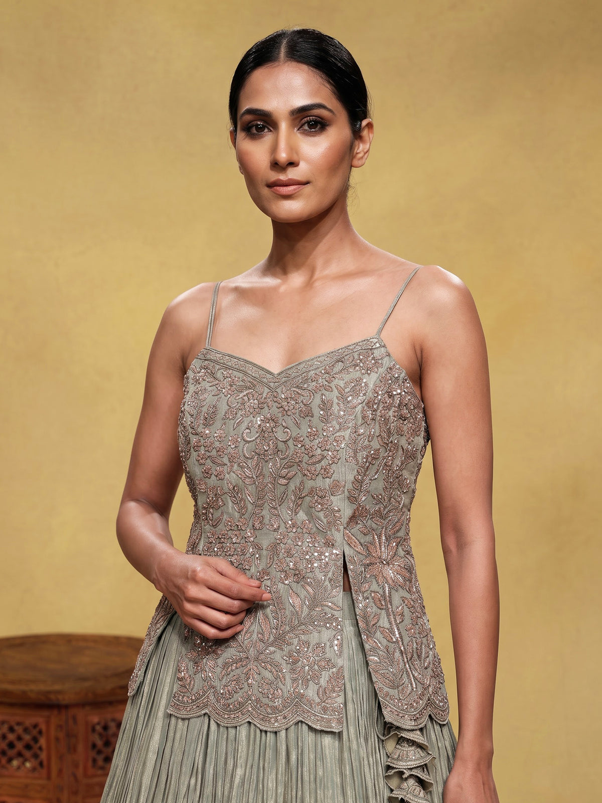 Pista green baroque women lehenga choli