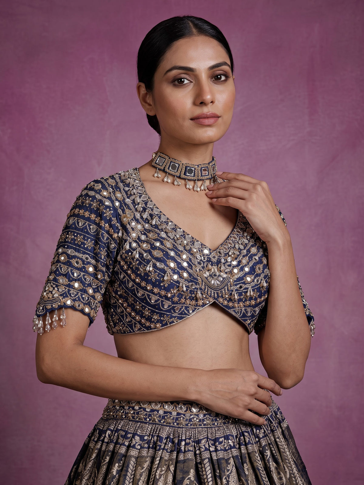 Blue royal tapestry women lehenga choli