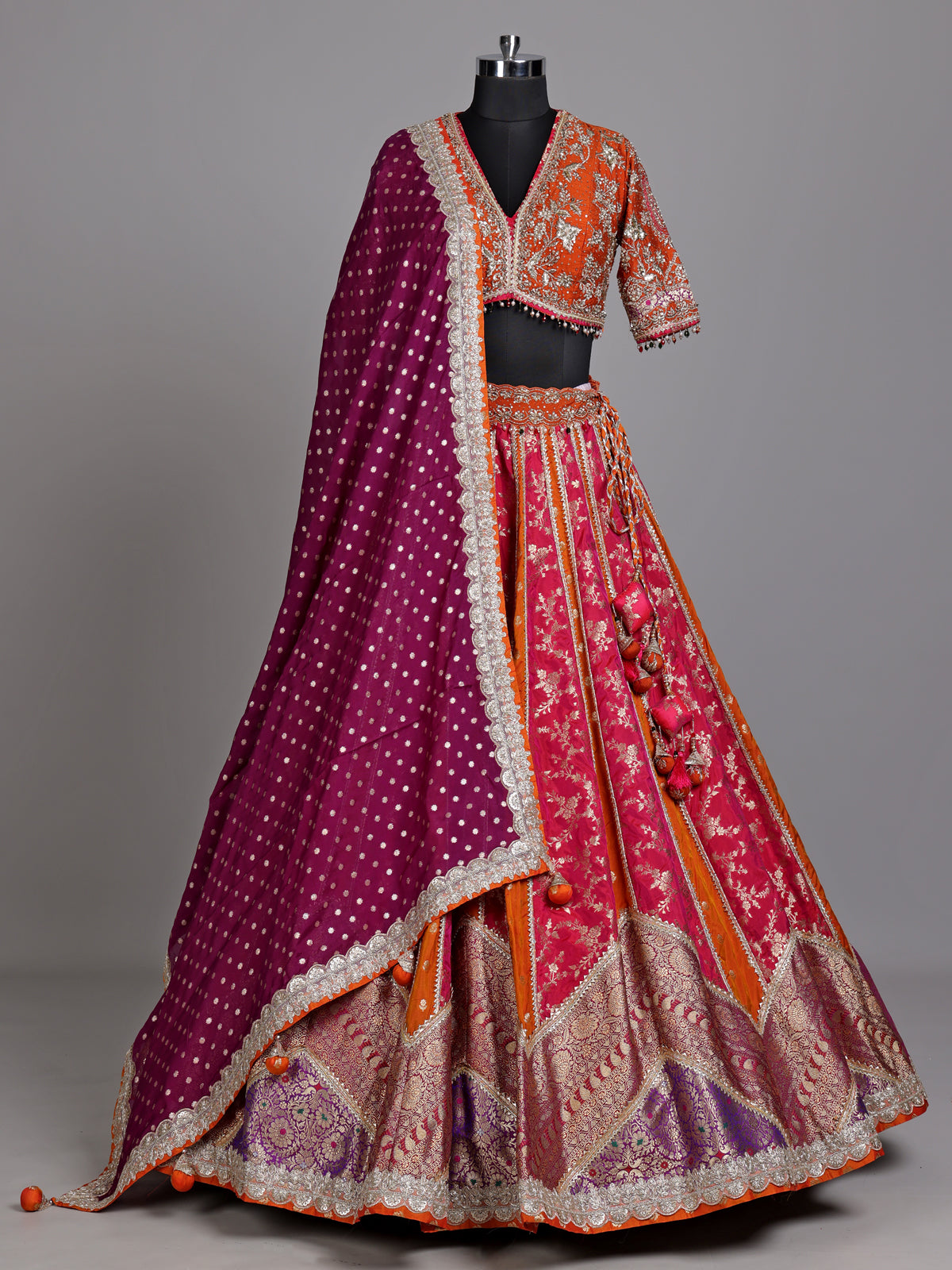 Rust orange jharokha women lehenga choli