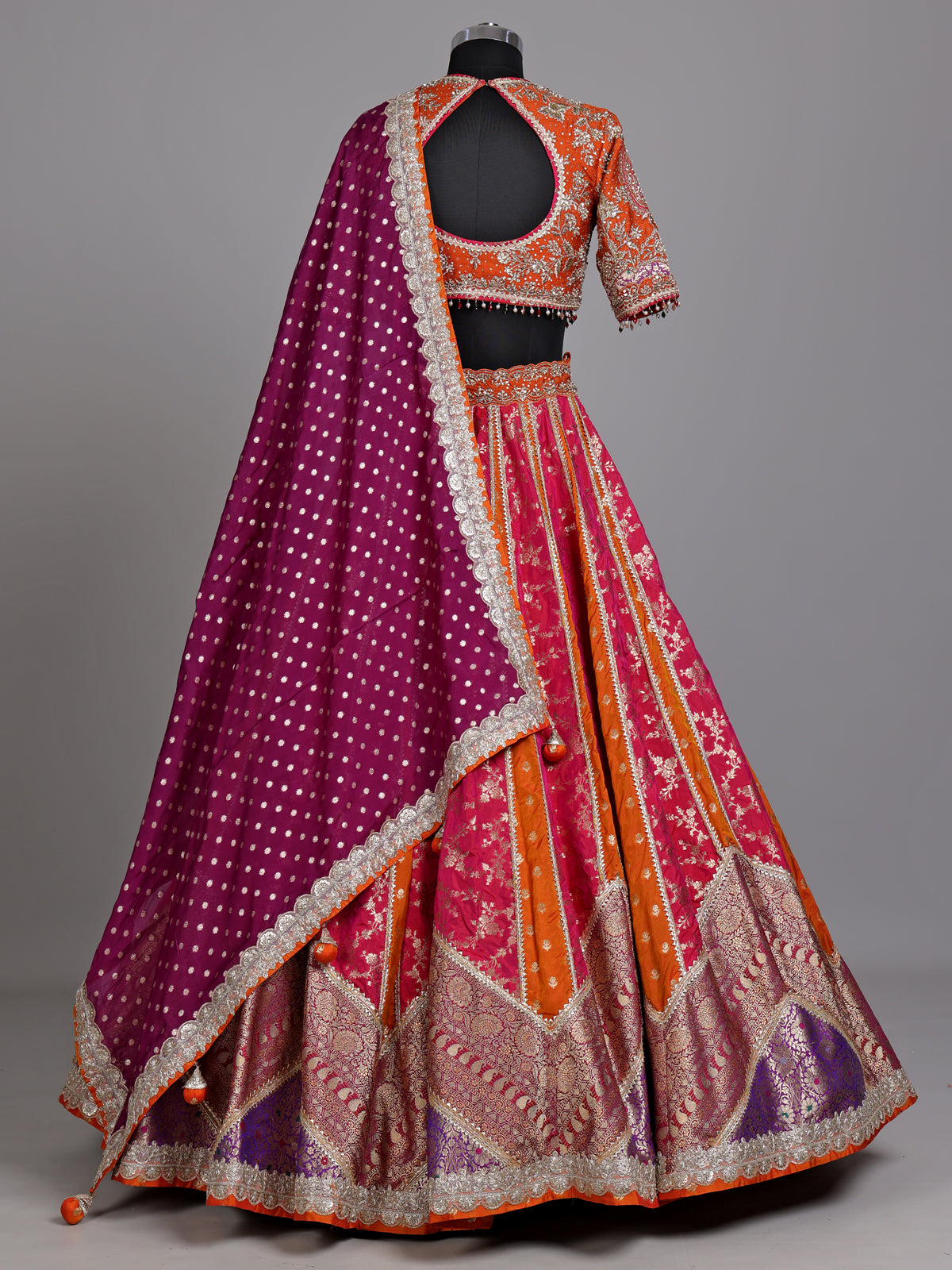 Rust orange jharokha women lehenga choli