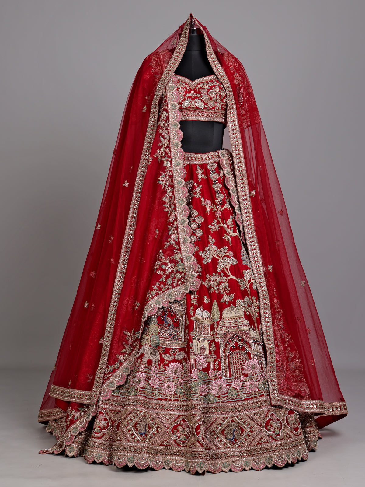 Red royal mughal women lehenga choli