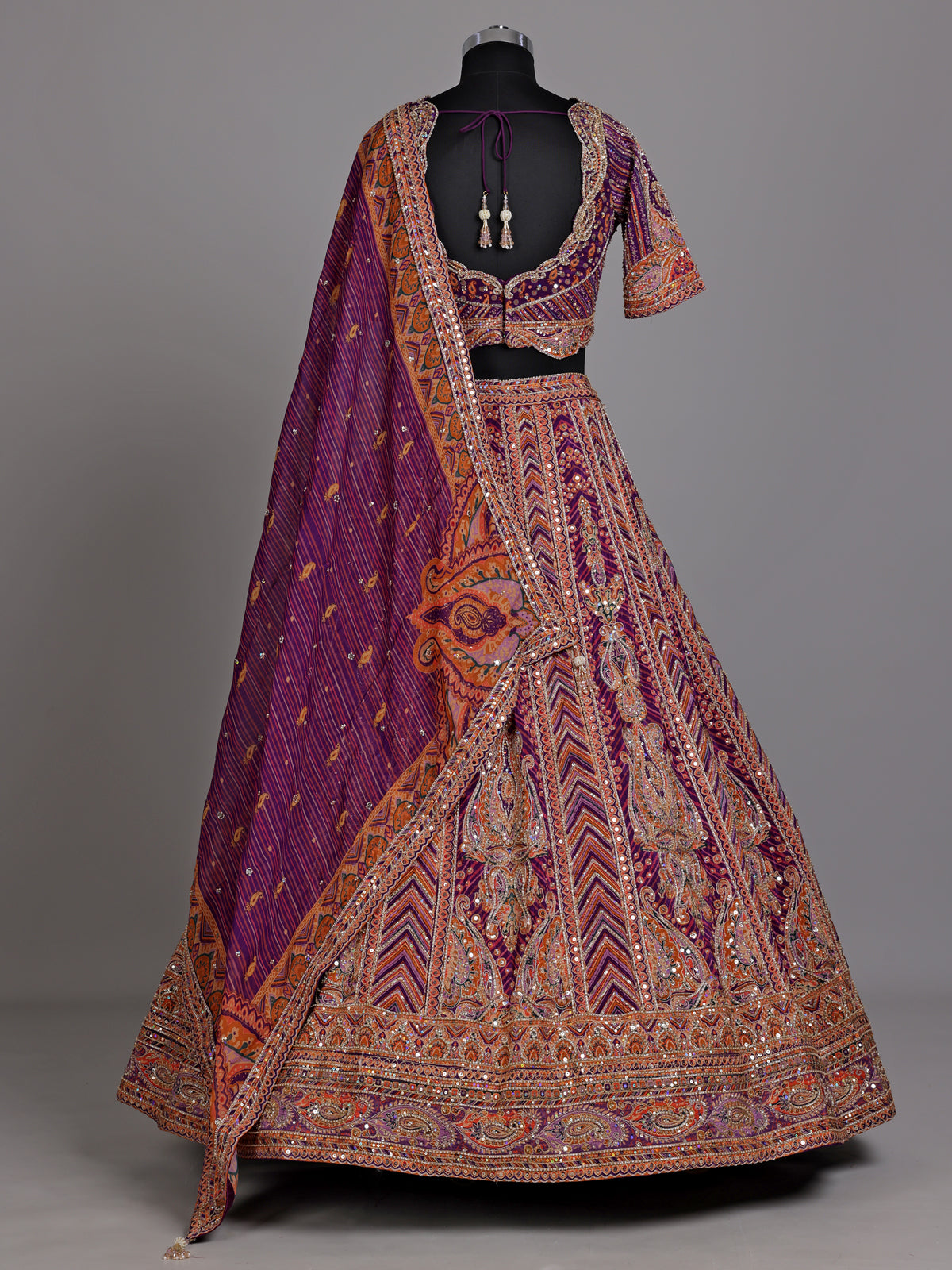 Purple bandhani printed women lehenga choli