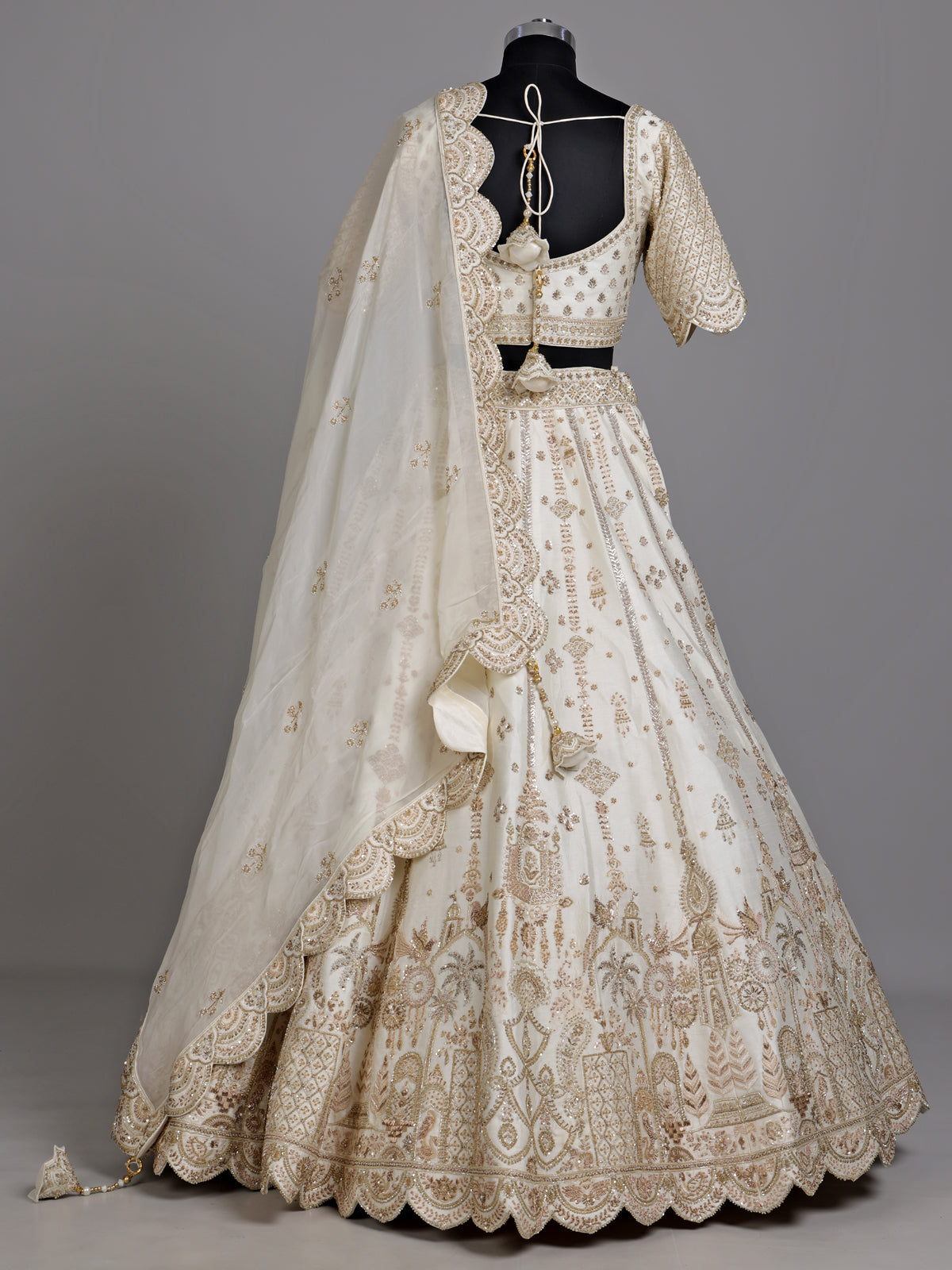 Cream mughal flare women lehenga choli
