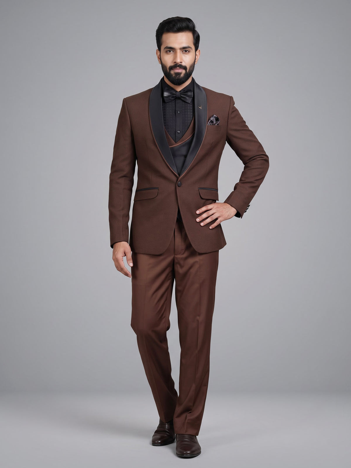 Coffee brown shawl lapel tuxedo set
