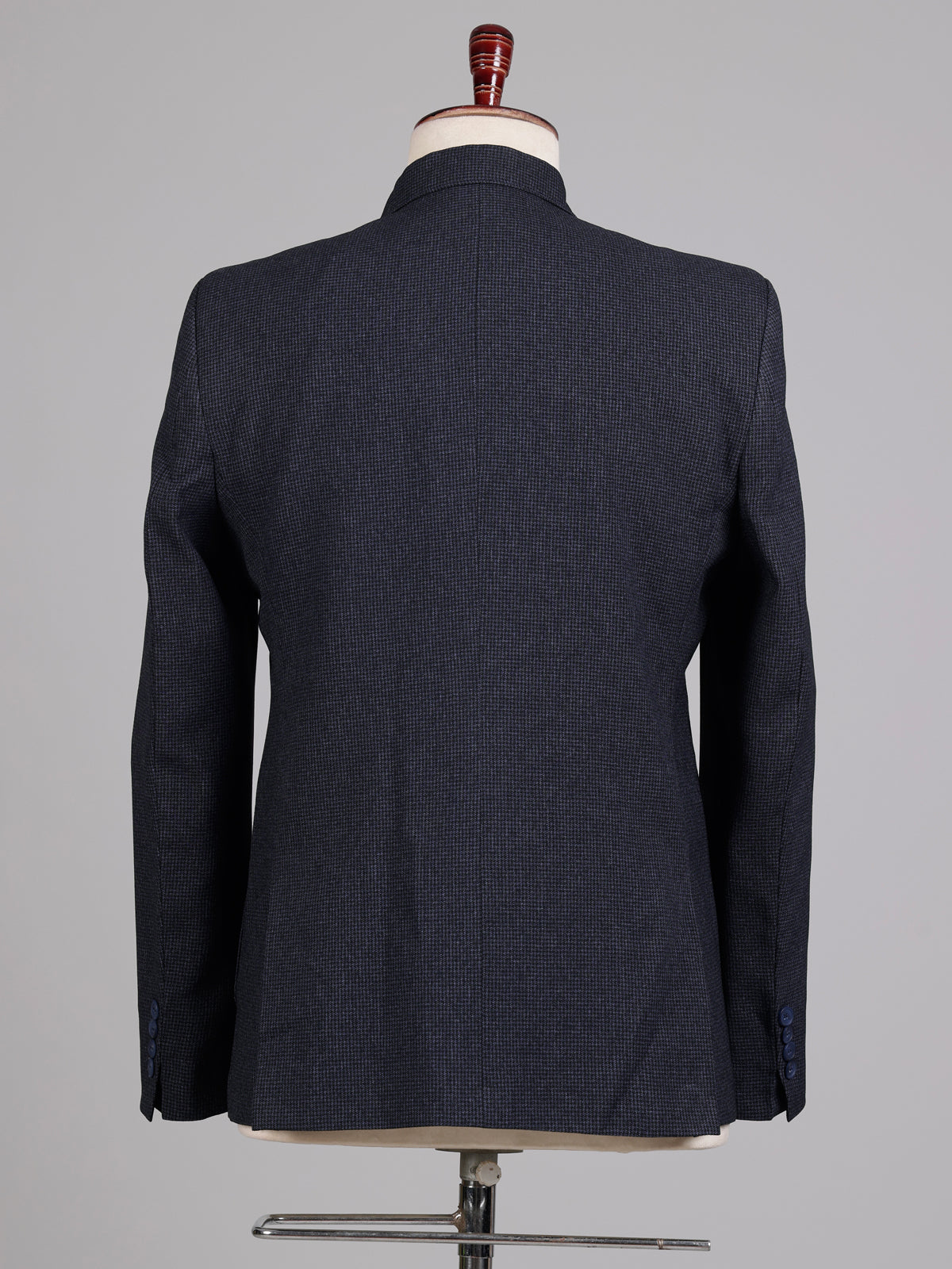 Deep navy micro knit textured single breasted blazer