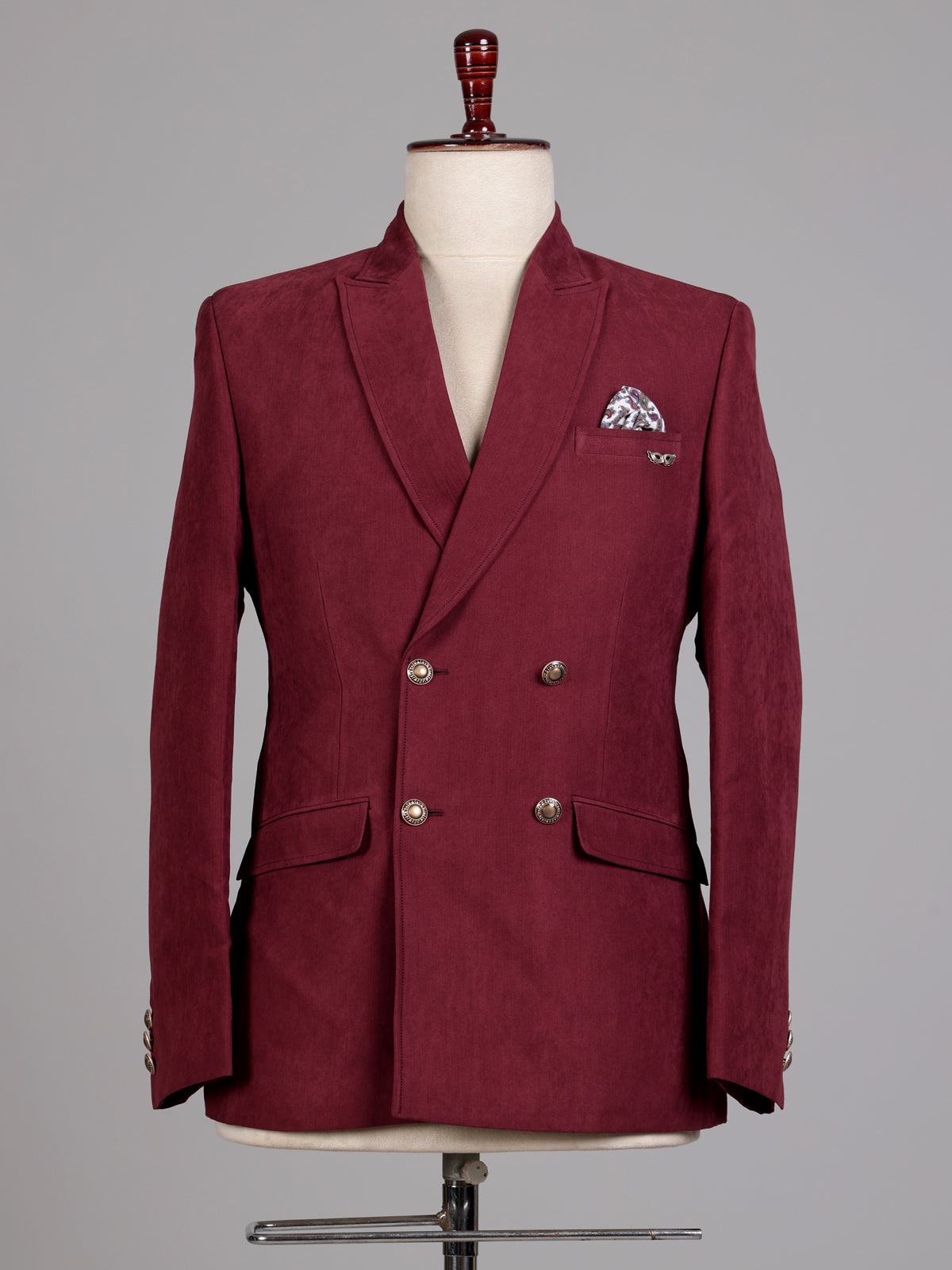 Royal wine double breasted peak lapel formal blazer