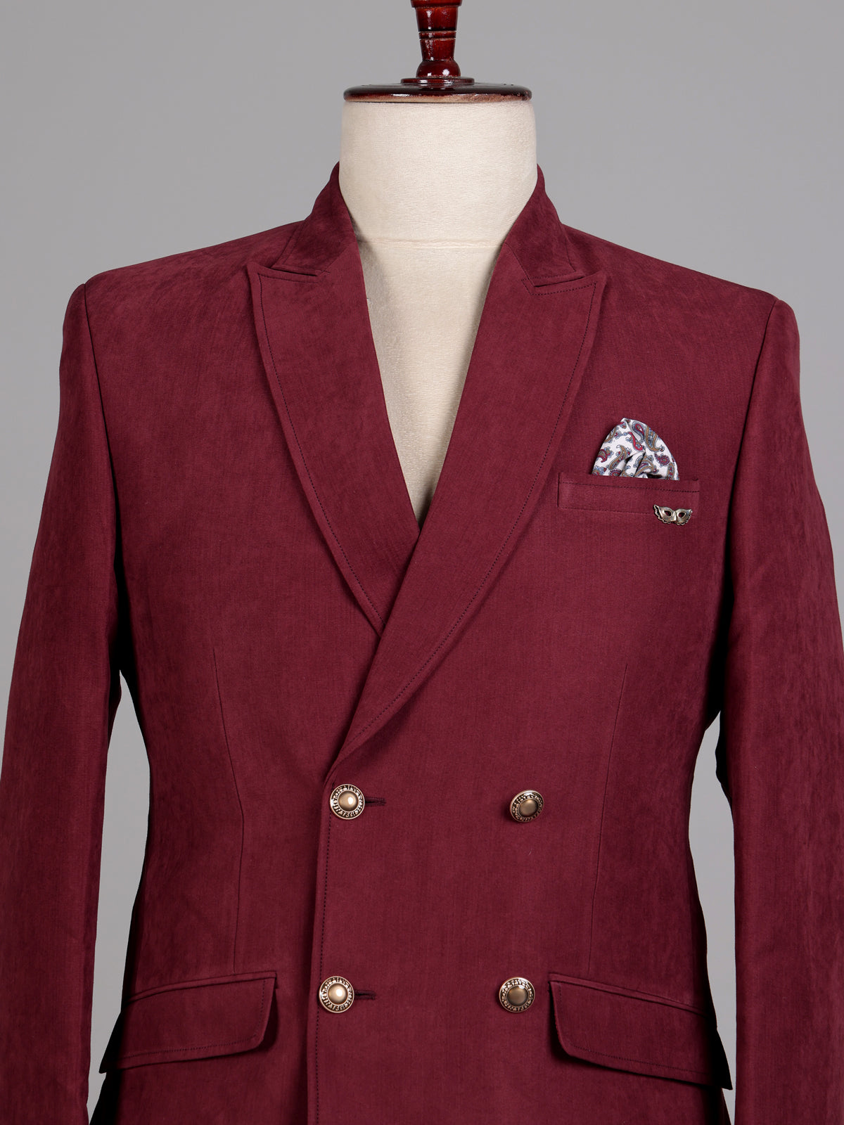 Royal wine double breasted peak lapel formal blazer
