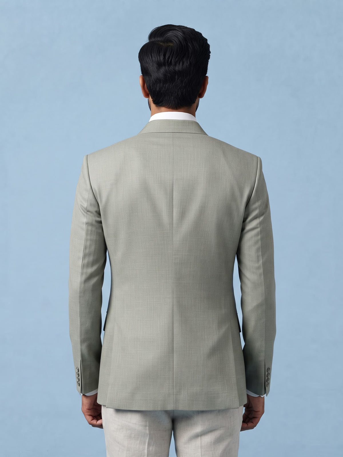 Grey micro textured double breasted formal blazer