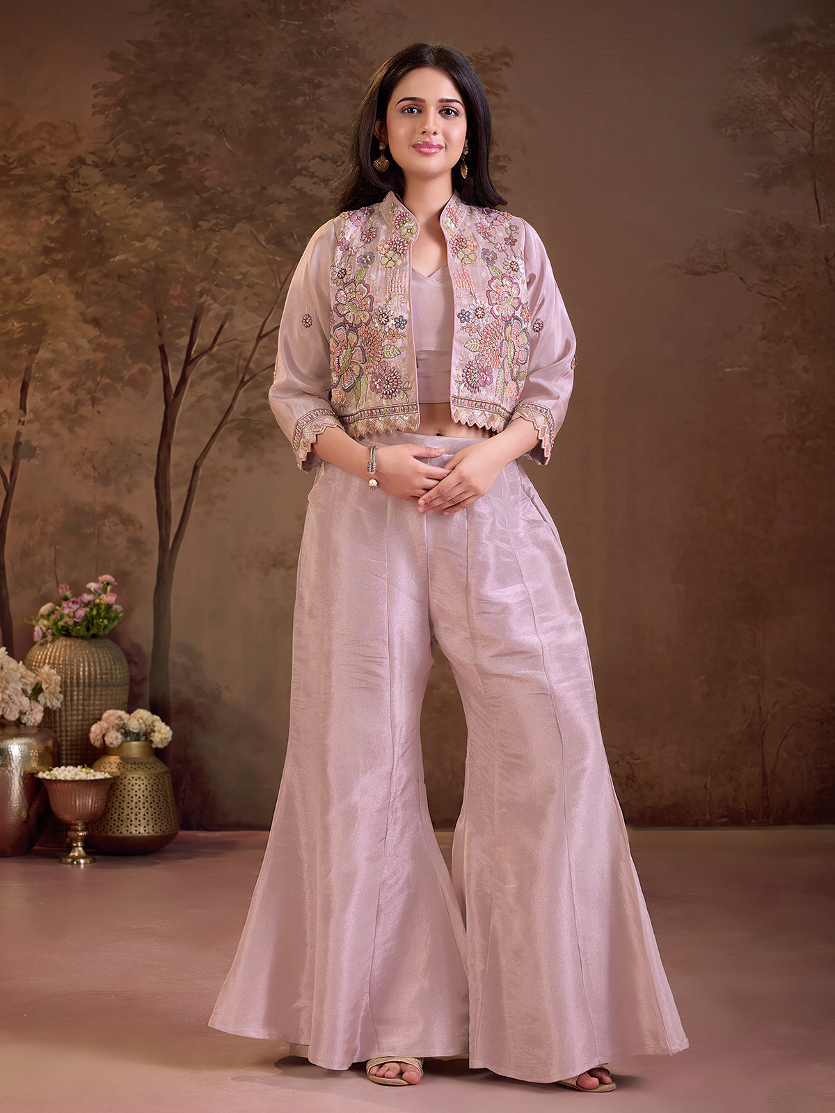 Lilac lavender festive girls sharara suit