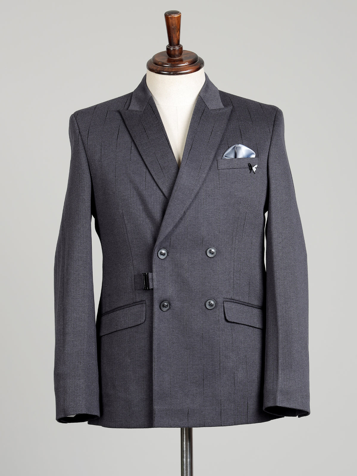 Charcoal grey double-breasted blazer with