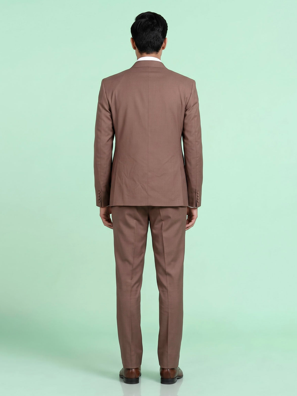 Mocha brown double-breasted coat suit