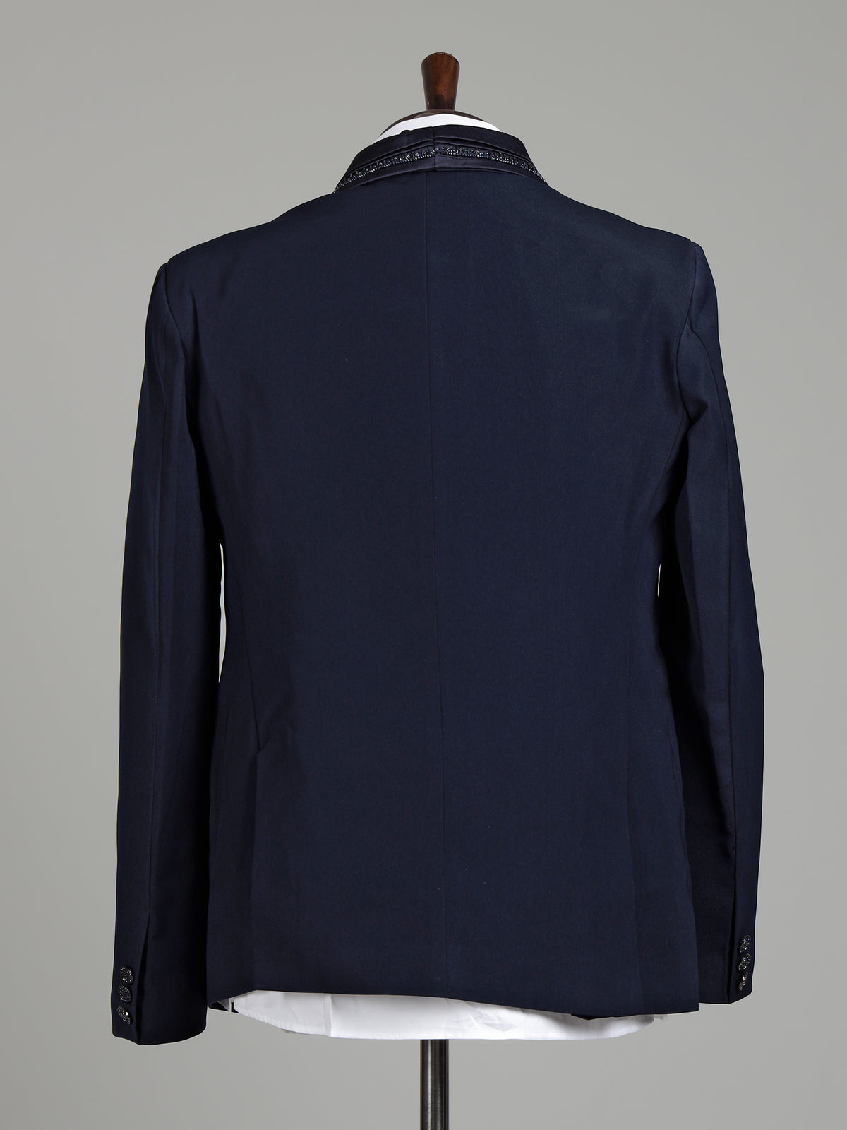 Midnight navy three-piece reception wear tuxedo suit