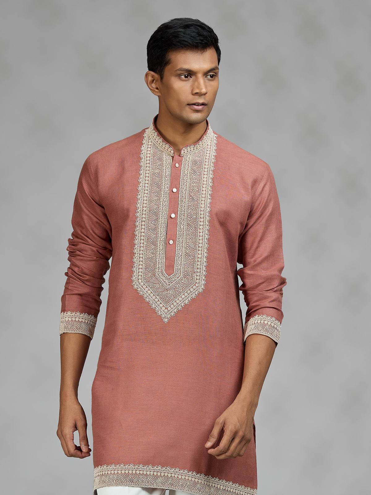 Rust brown heritage mens kurta suit