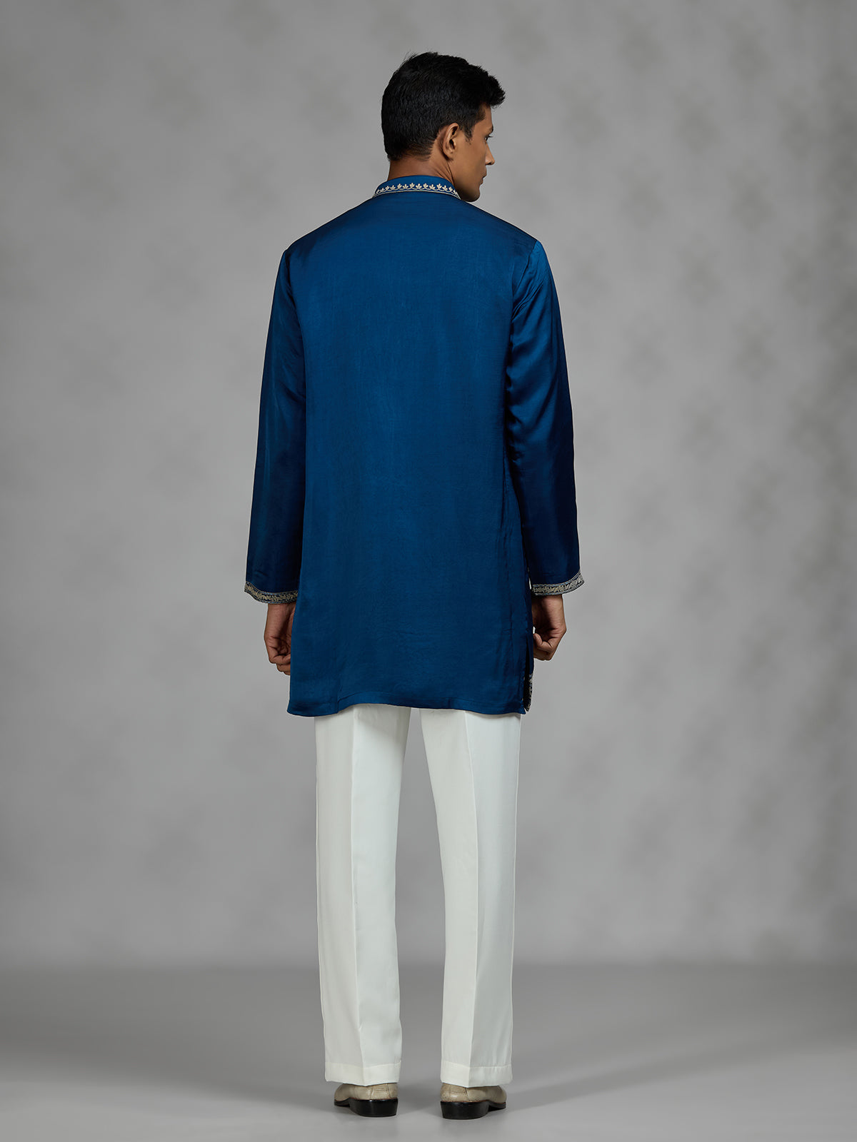Royal blue ornate mens kurta suit