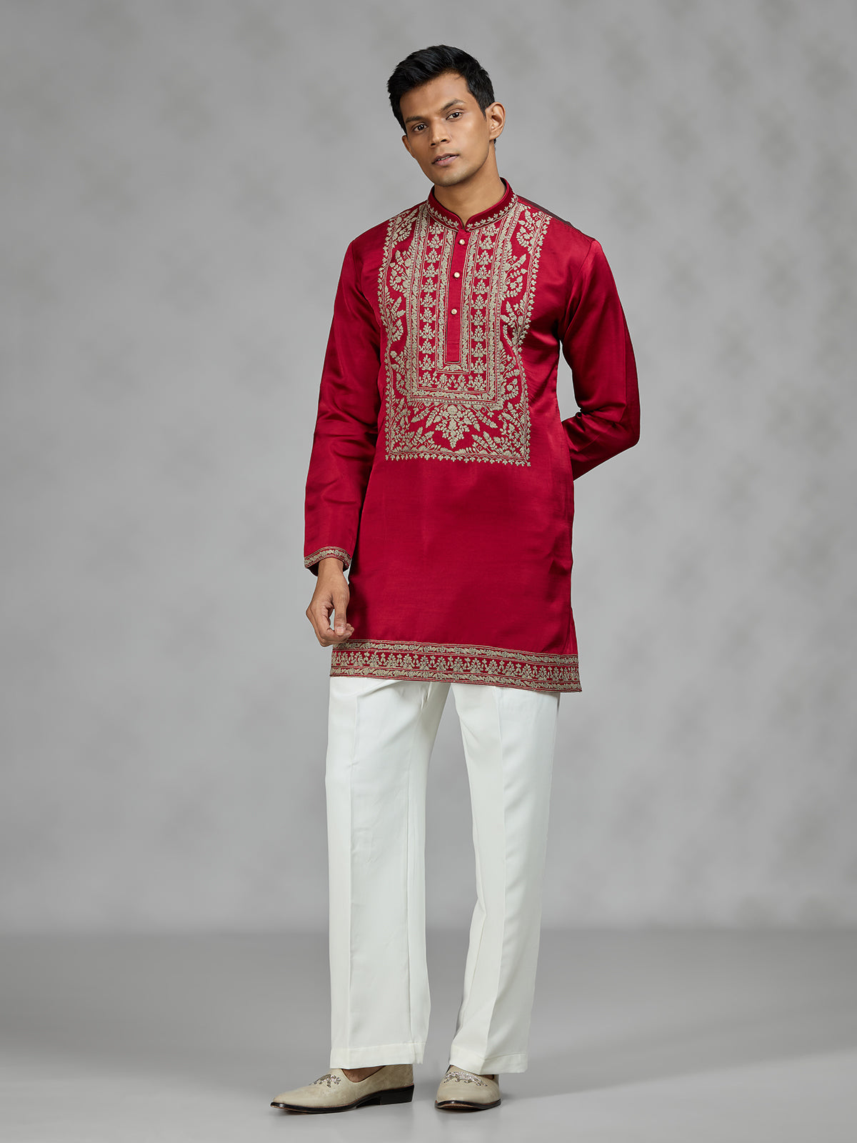 Maroon red regal mens kurta suit