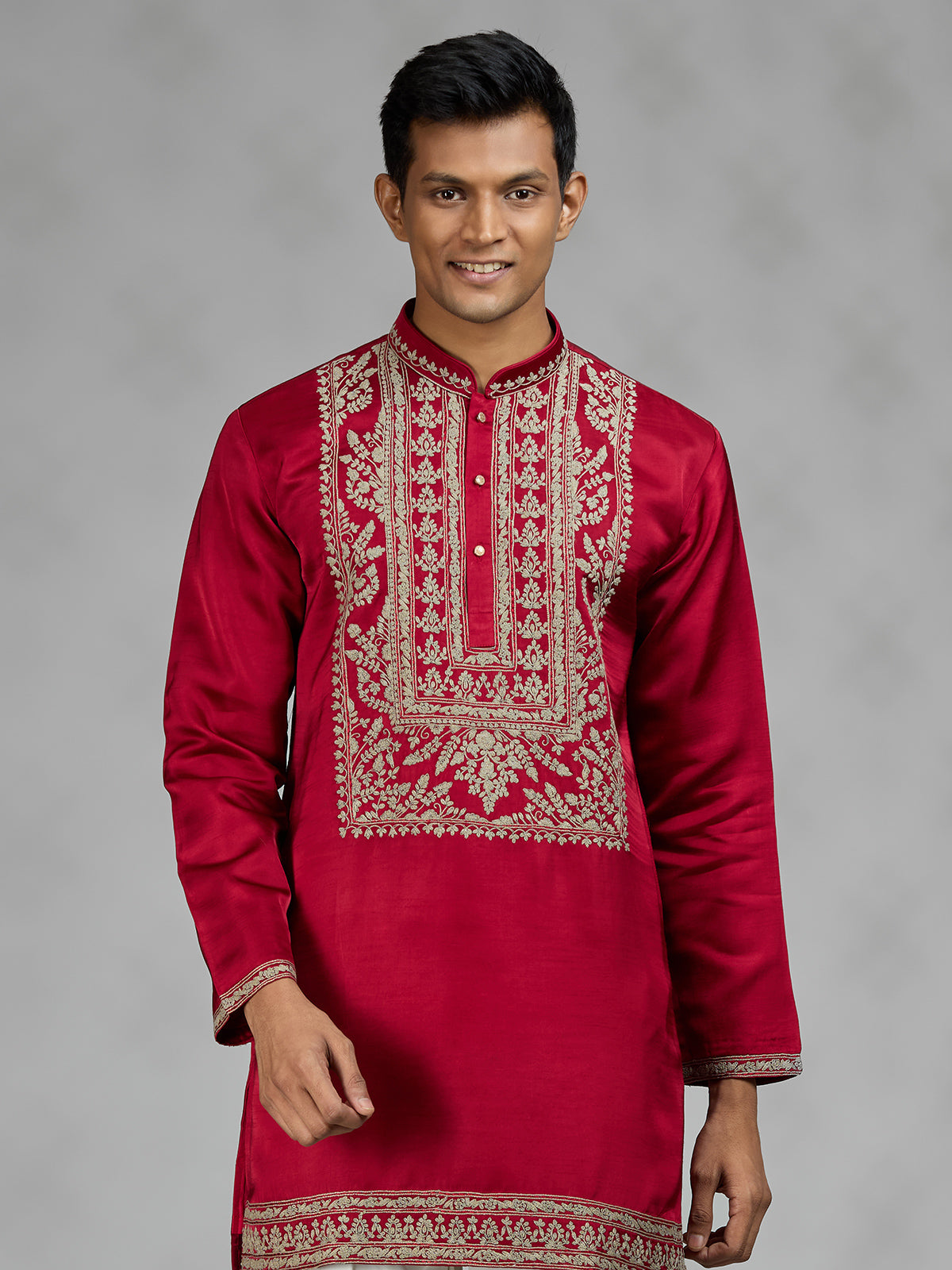 Maroon red regal mens kurta suit