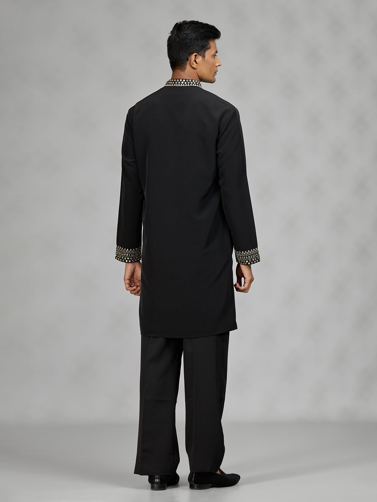 Black contemporary mens kurta suit