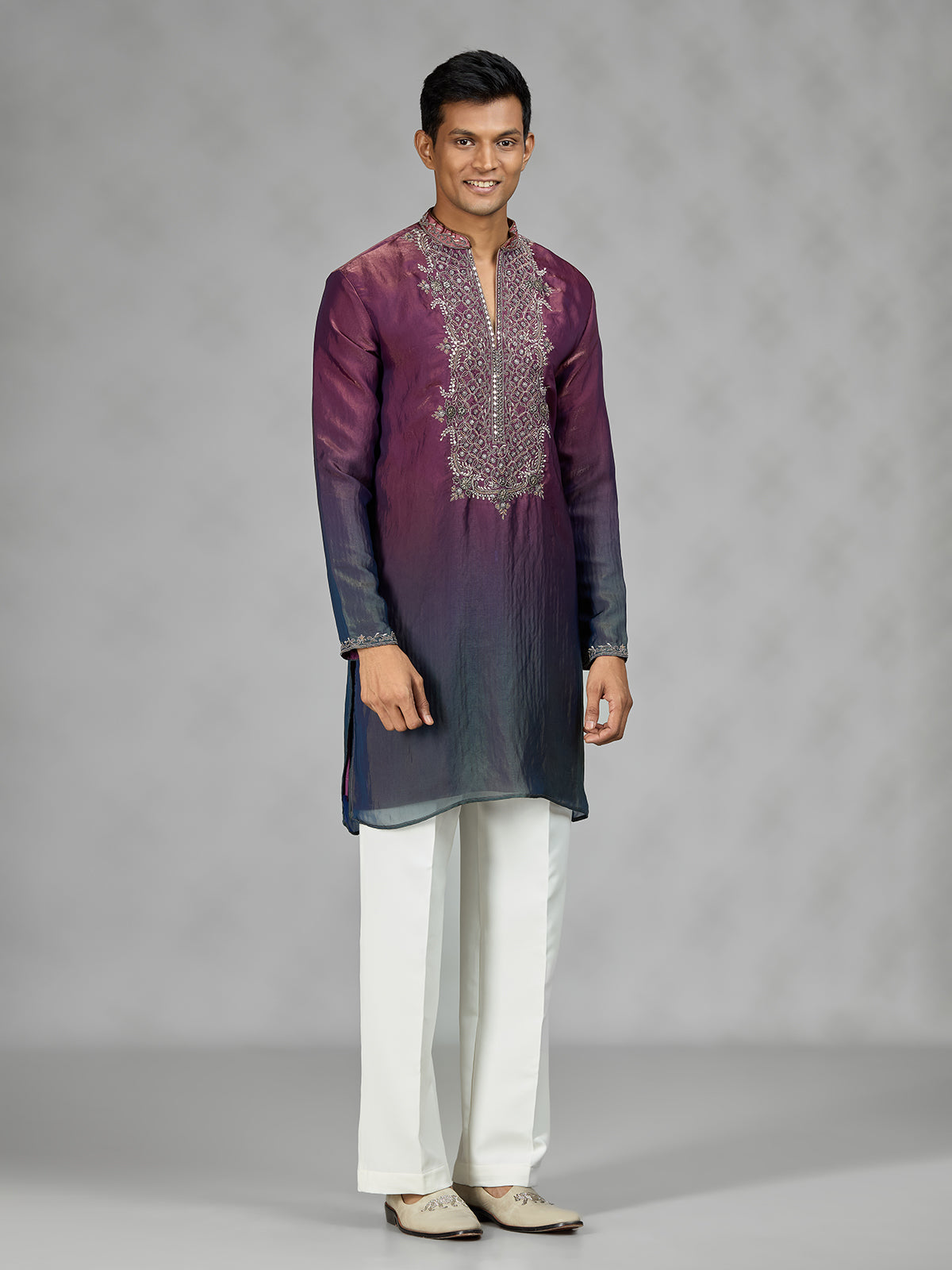 Deep purple Persian mens kurta suit