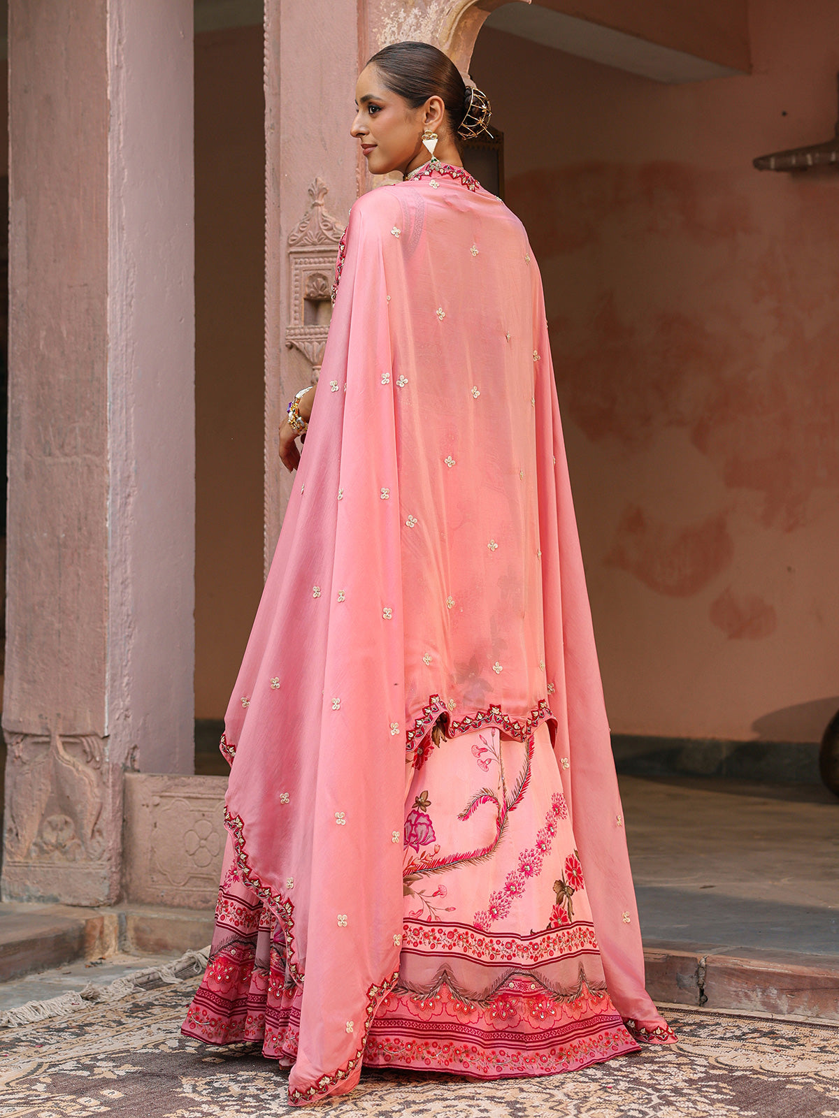 Light pink heavy embellished lehenga choli with elegant dupatta