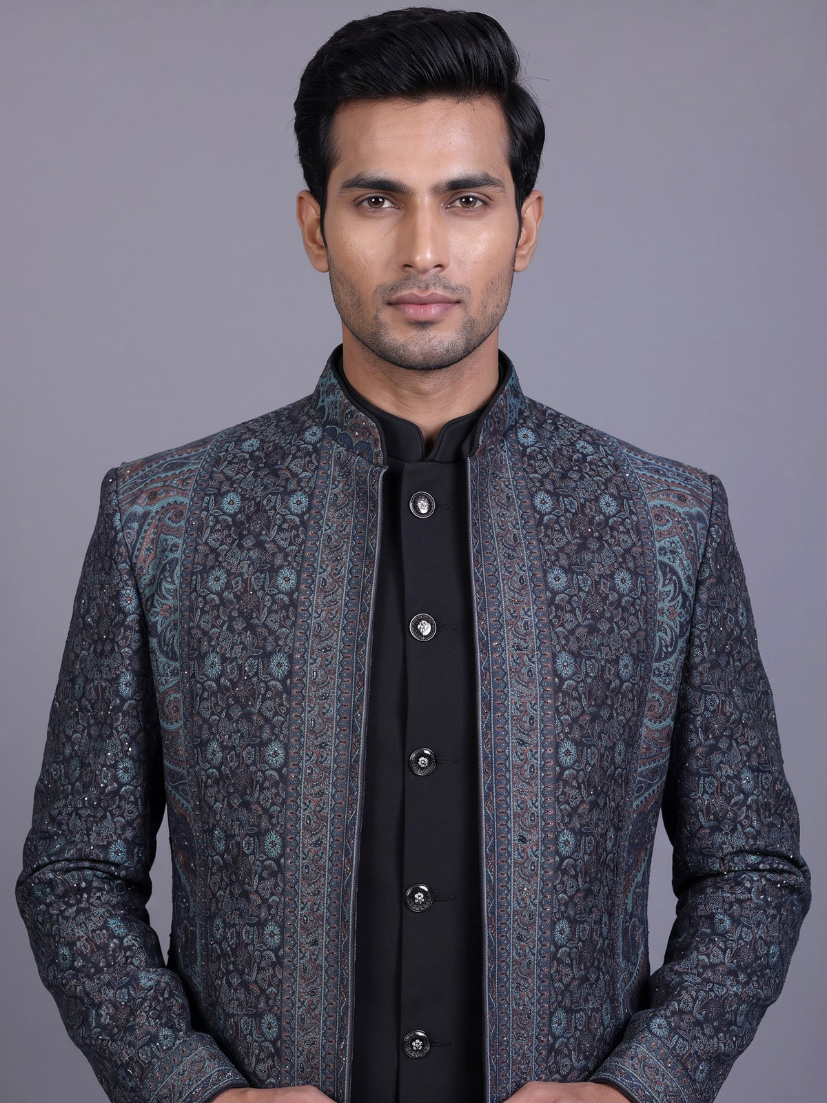 Black couture mens indo western