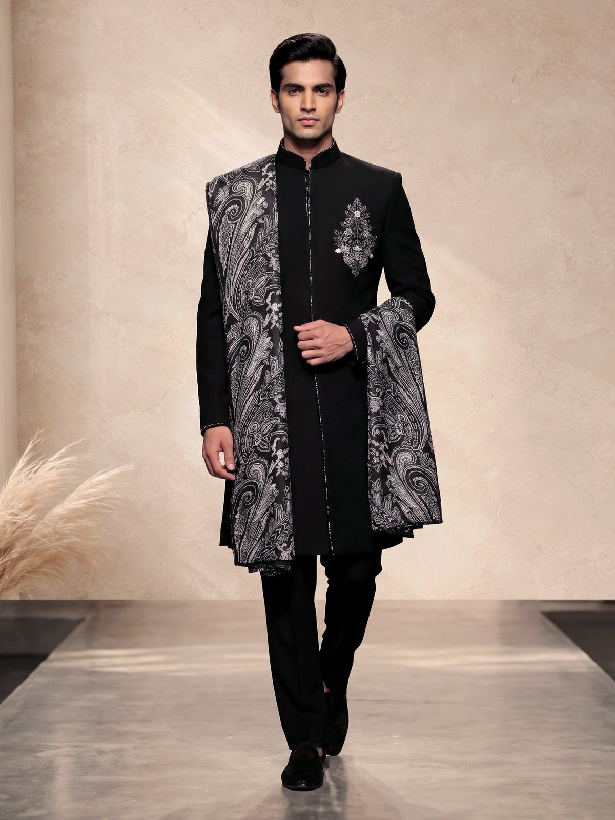 Black zardosi luxury mens indo western