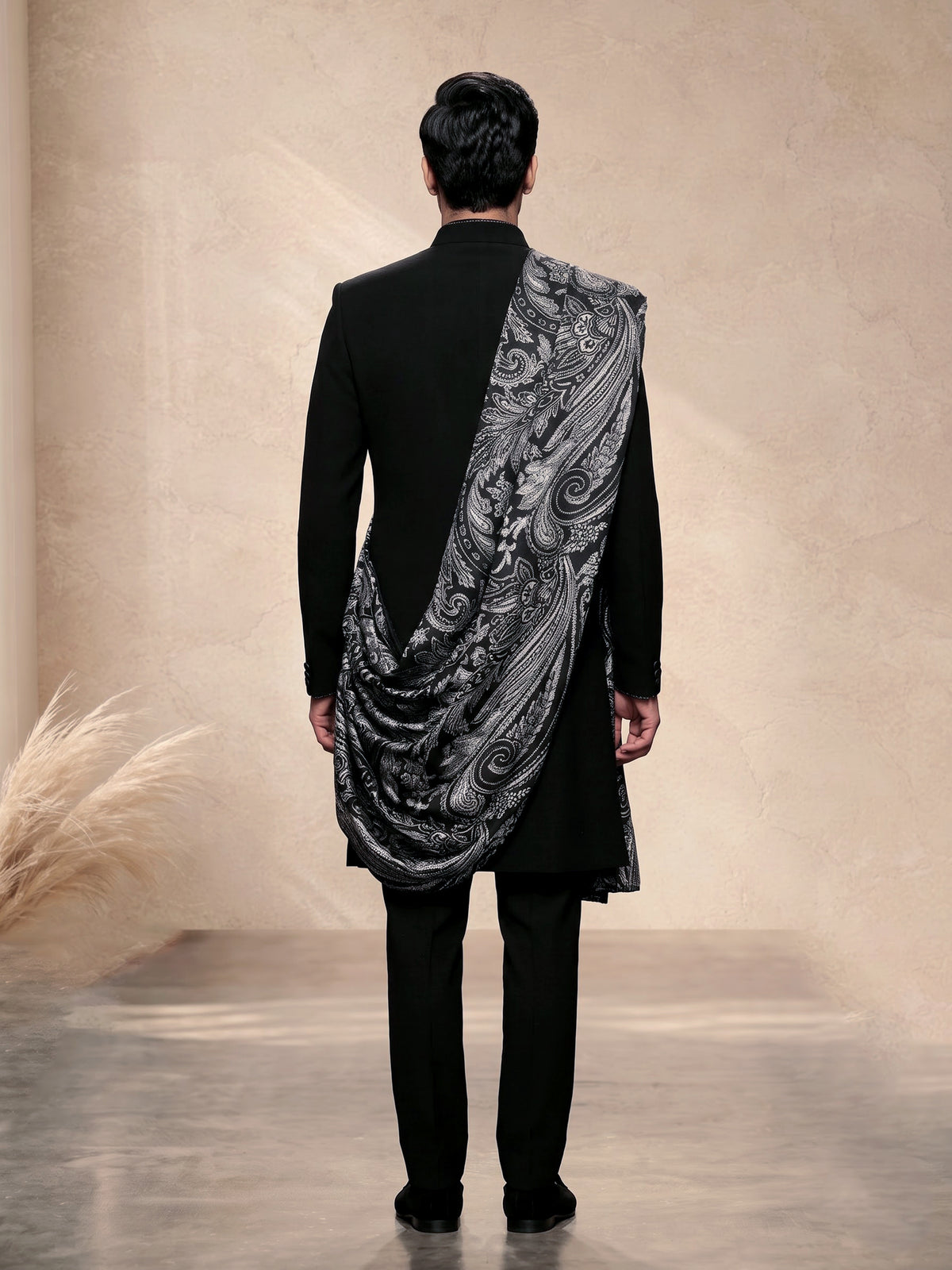 Black zardosi luxury mens indo western