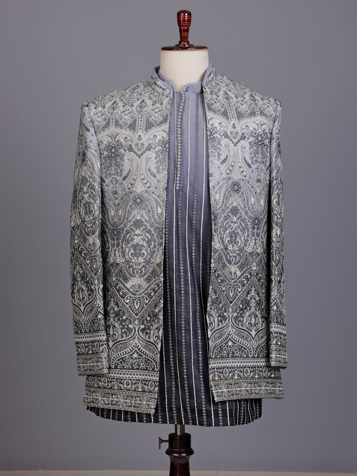 Grey ombre luxury mens indo western