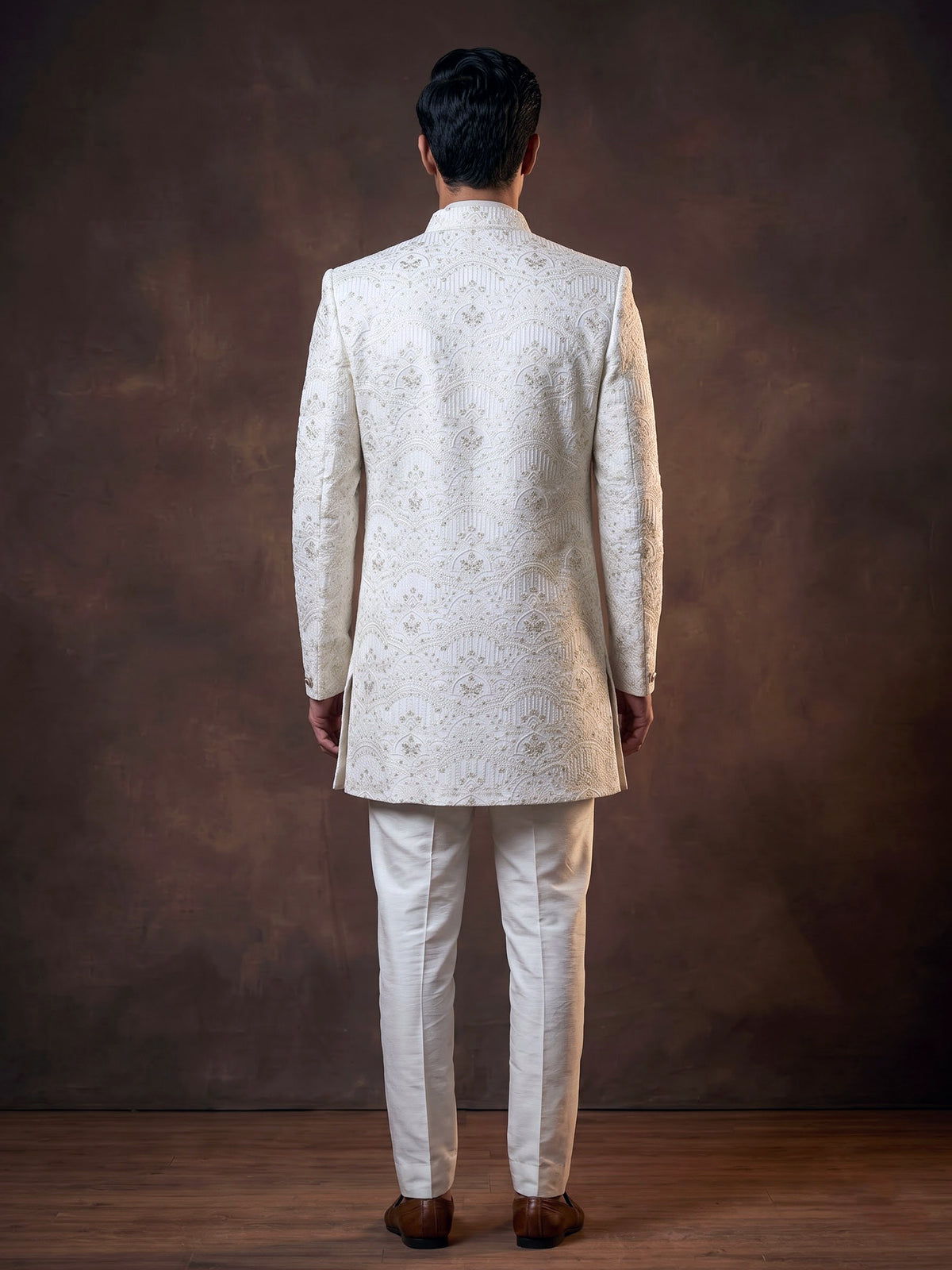White architectural premium mens indo western