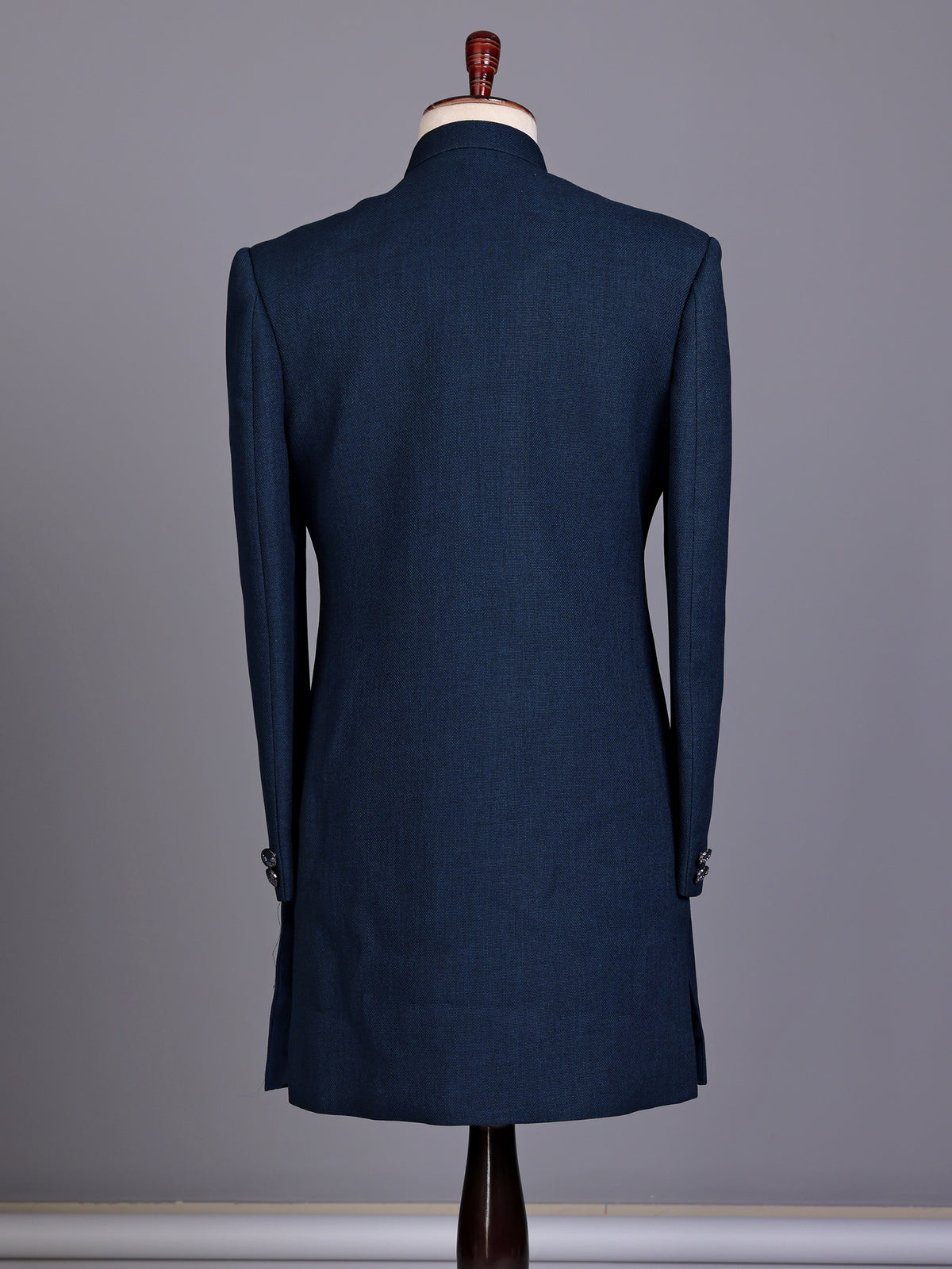 Peacock blue royal crest mens indo western