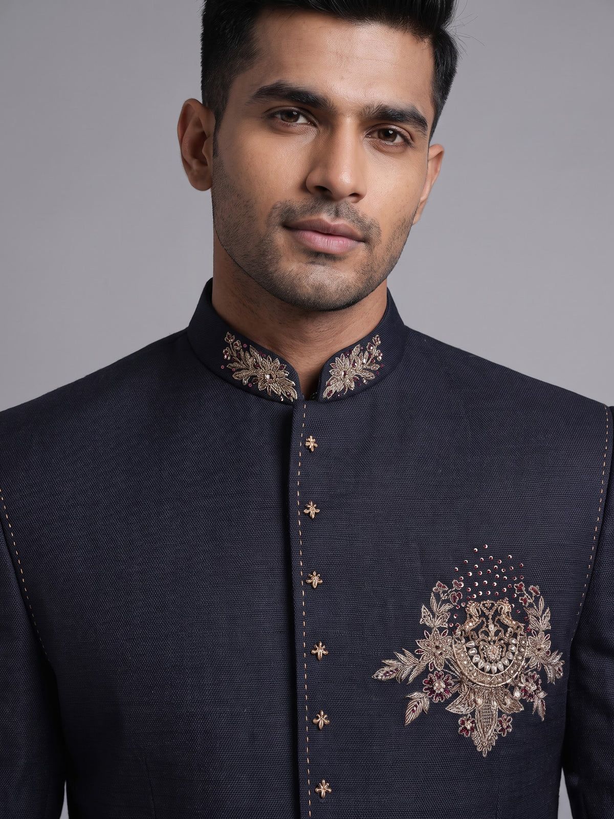 Navy blue heritage mens jodhpuri suit
