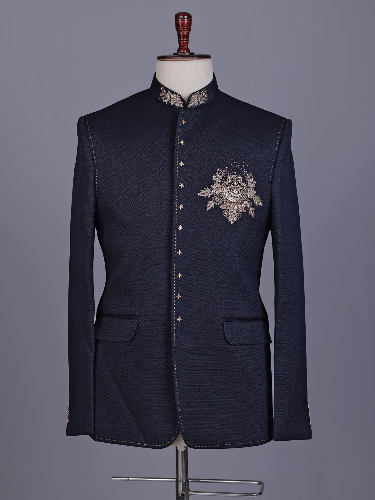 Navy blue heritage mens jodhpuri suit