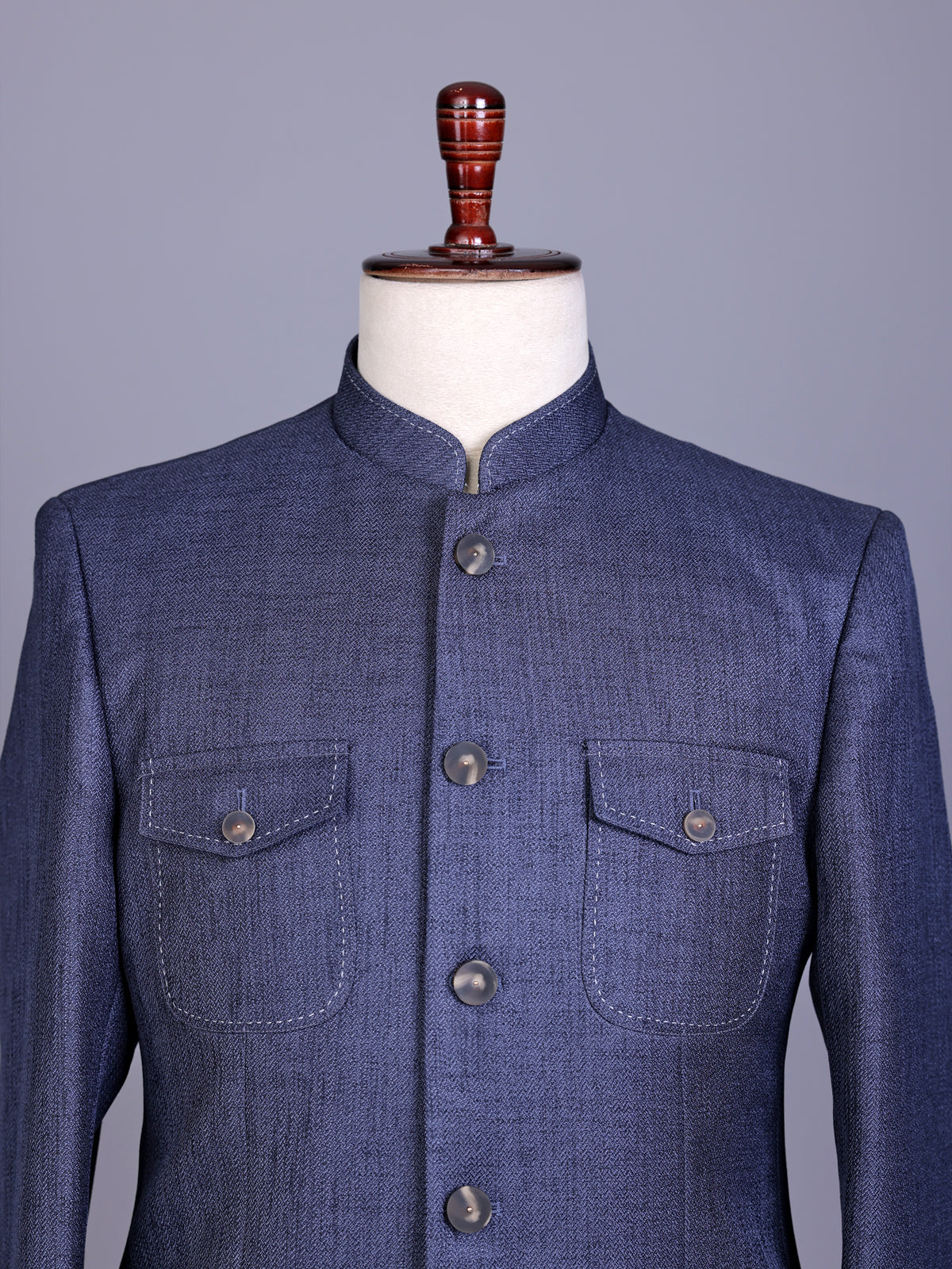 Denim blue tailored mens jodhpuri suit