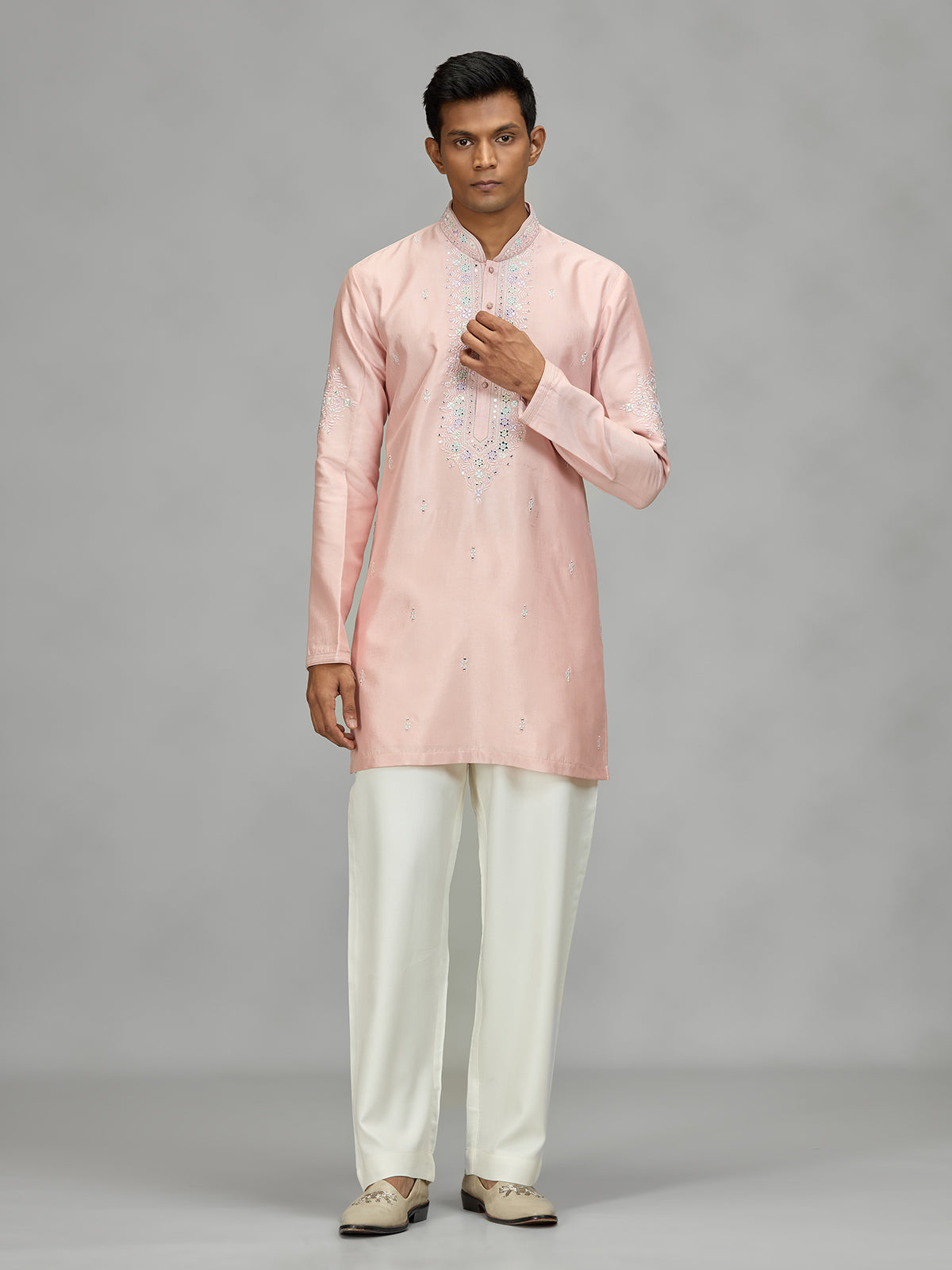 Pink floral mens kurta pajama