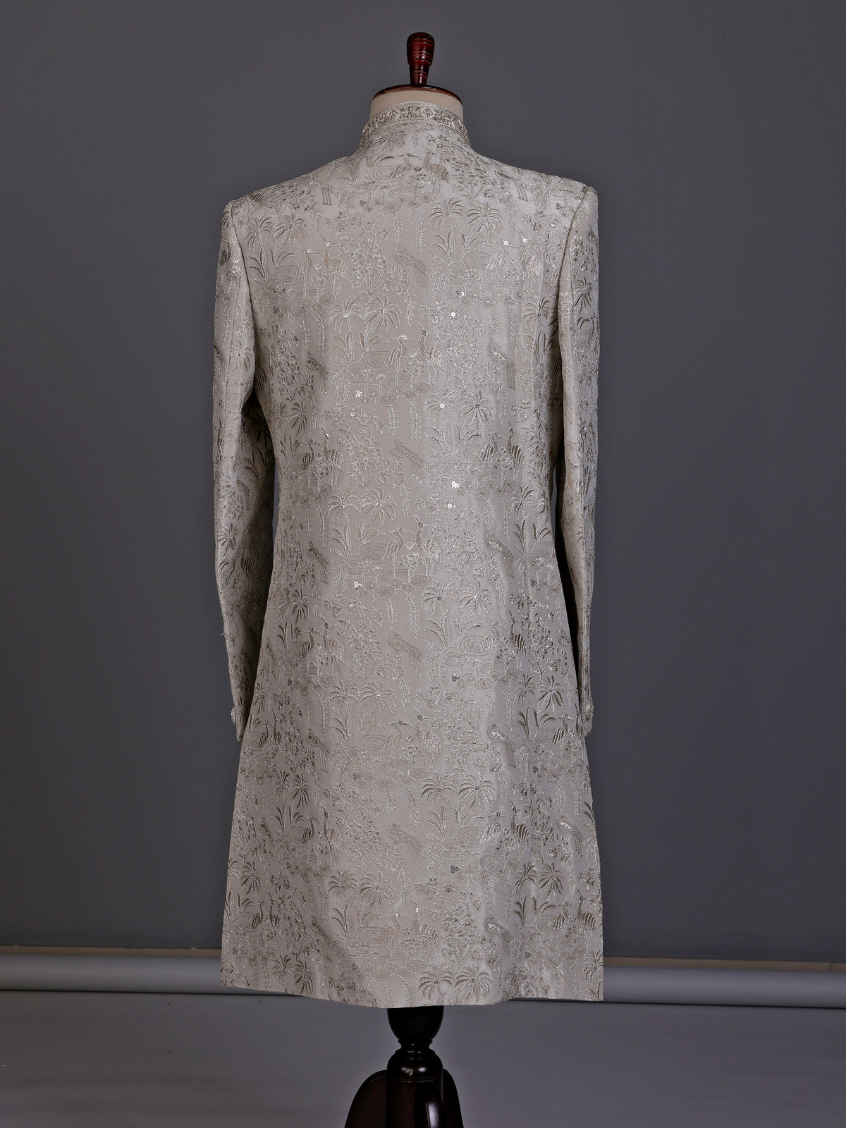Dusty white luxe mens sherwani with dupatta