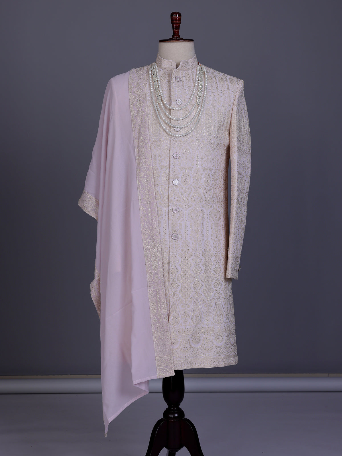 Off white regal mens sherwani with dupatta