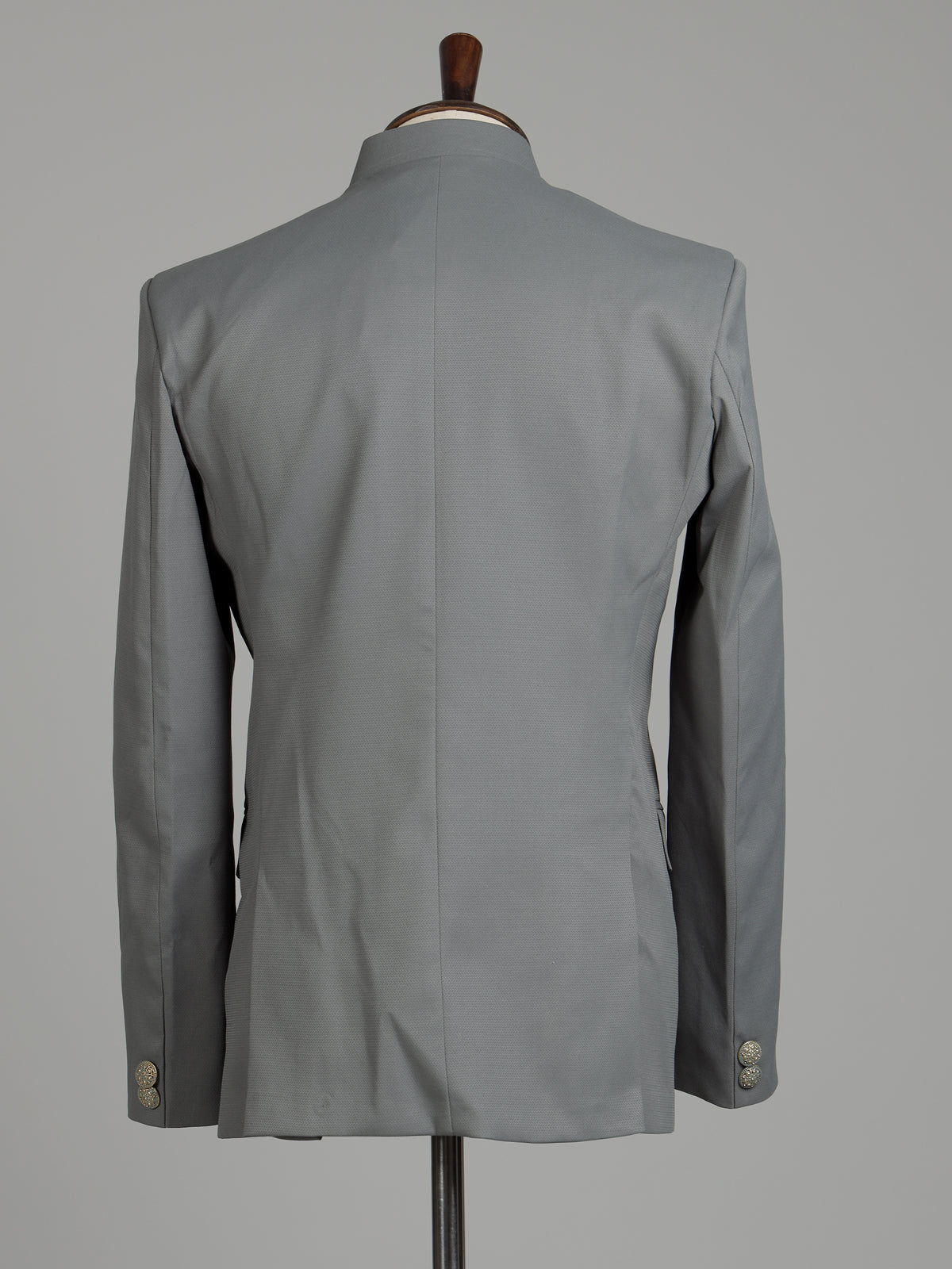 Grey mens tonal zardosi medallion bandhgala jodhpuri suit for weddings