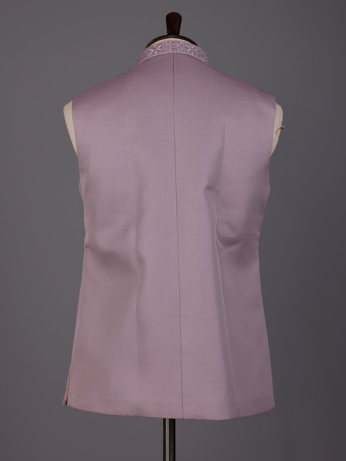 Lilac purple embroidered waistcoat with detailed collar and pocket trim