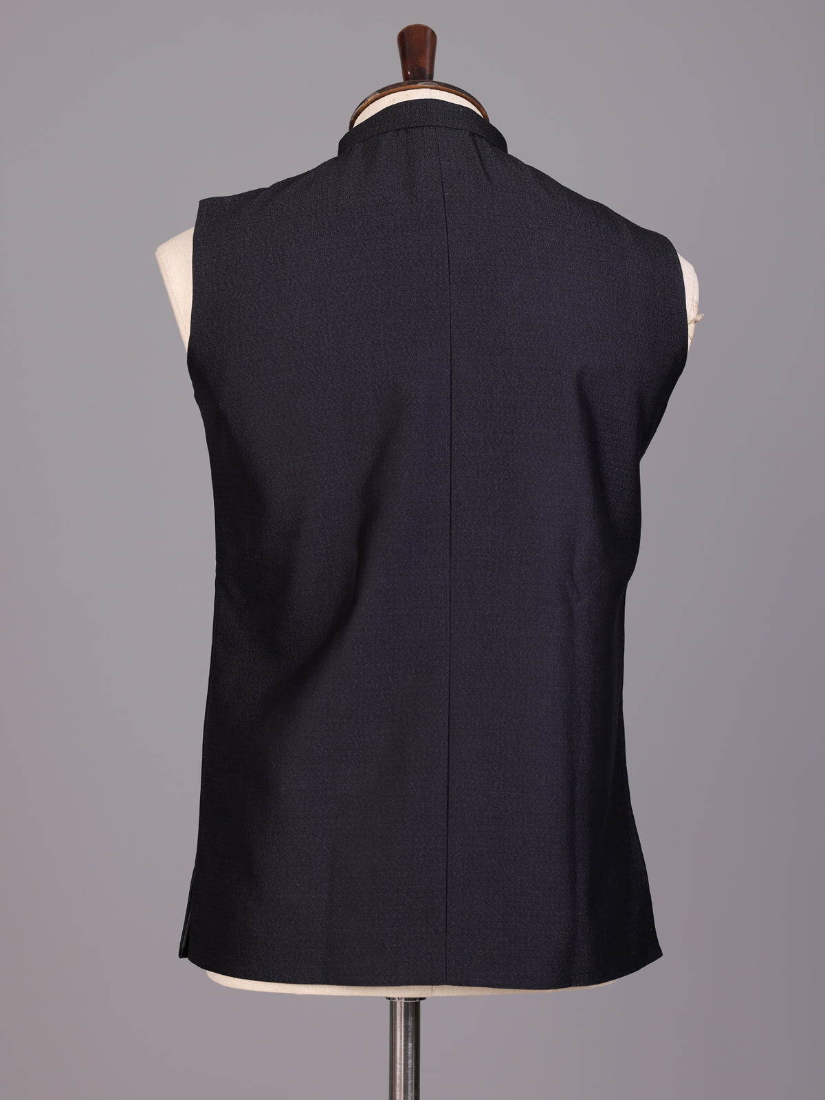 Midnight black waistcoat with pocket square and brooch detailing