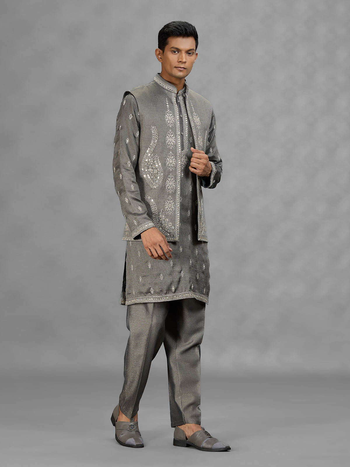 Grey architectural mens waistcoat set