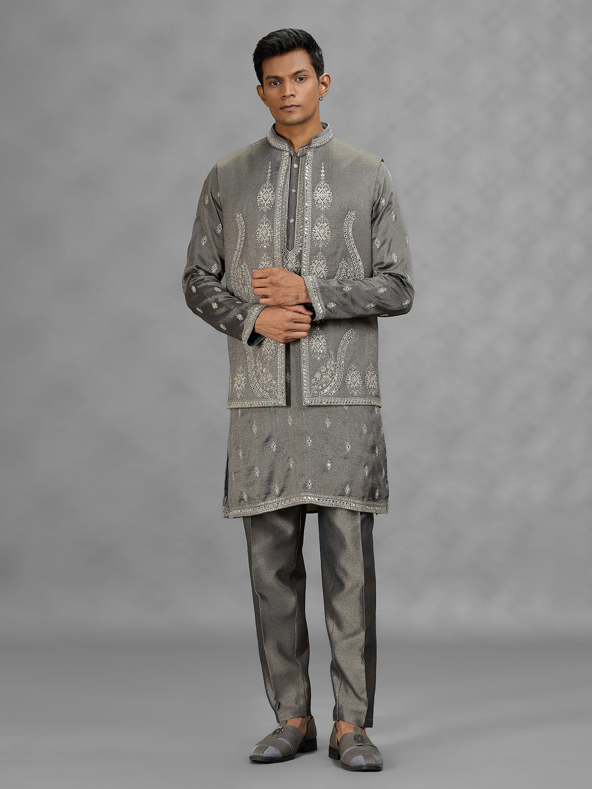 Grey architectural mens waistcoat set