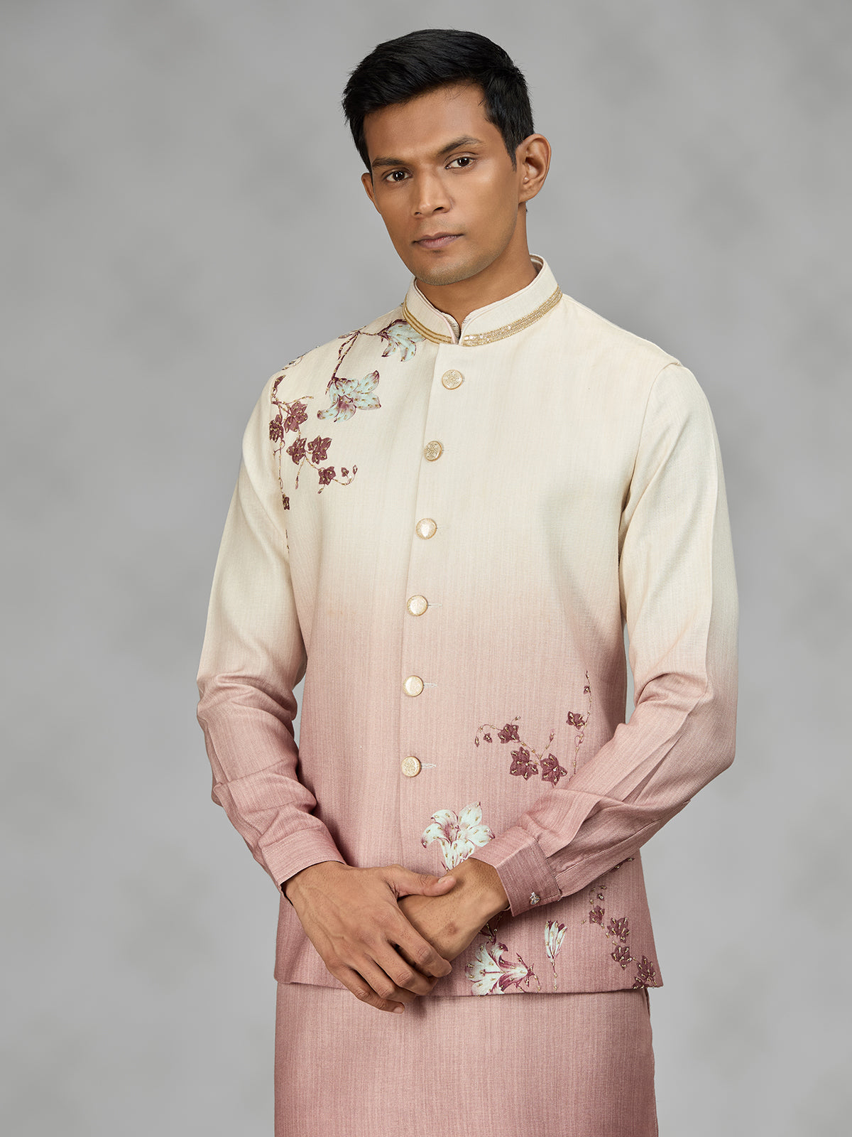 Dusty blush floral mens waistcoat set